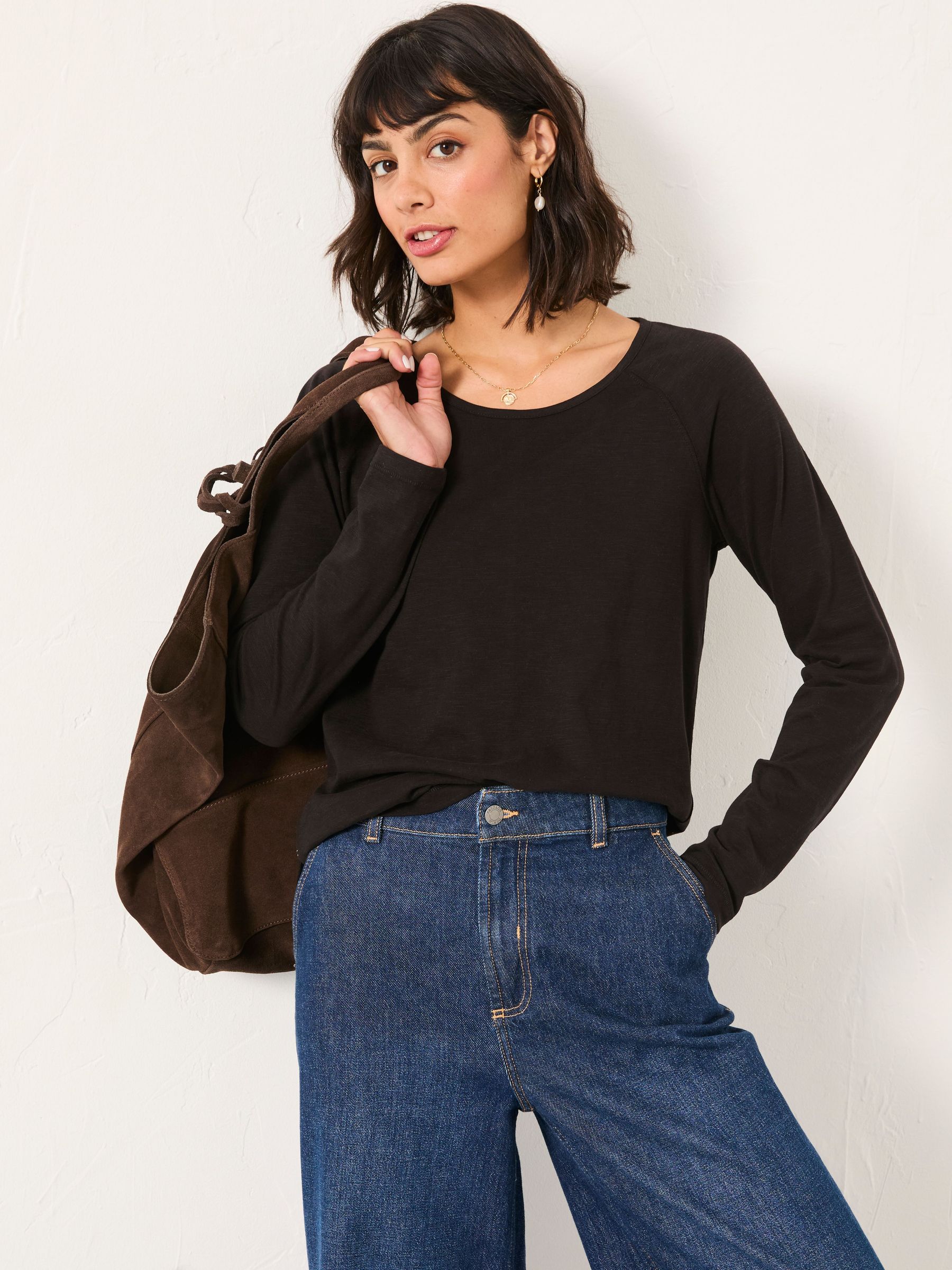 Ava Black Long Sleeve T Shirt (F50278) | $48