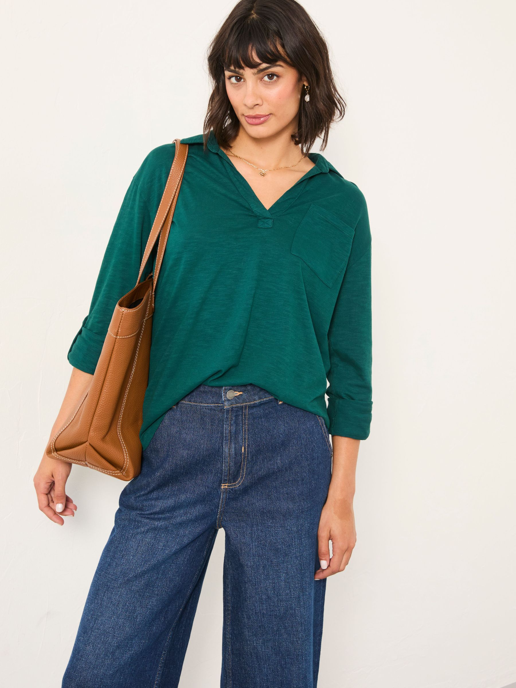 Paige Teal Blue Jersey Shirt (F50554) | $60
