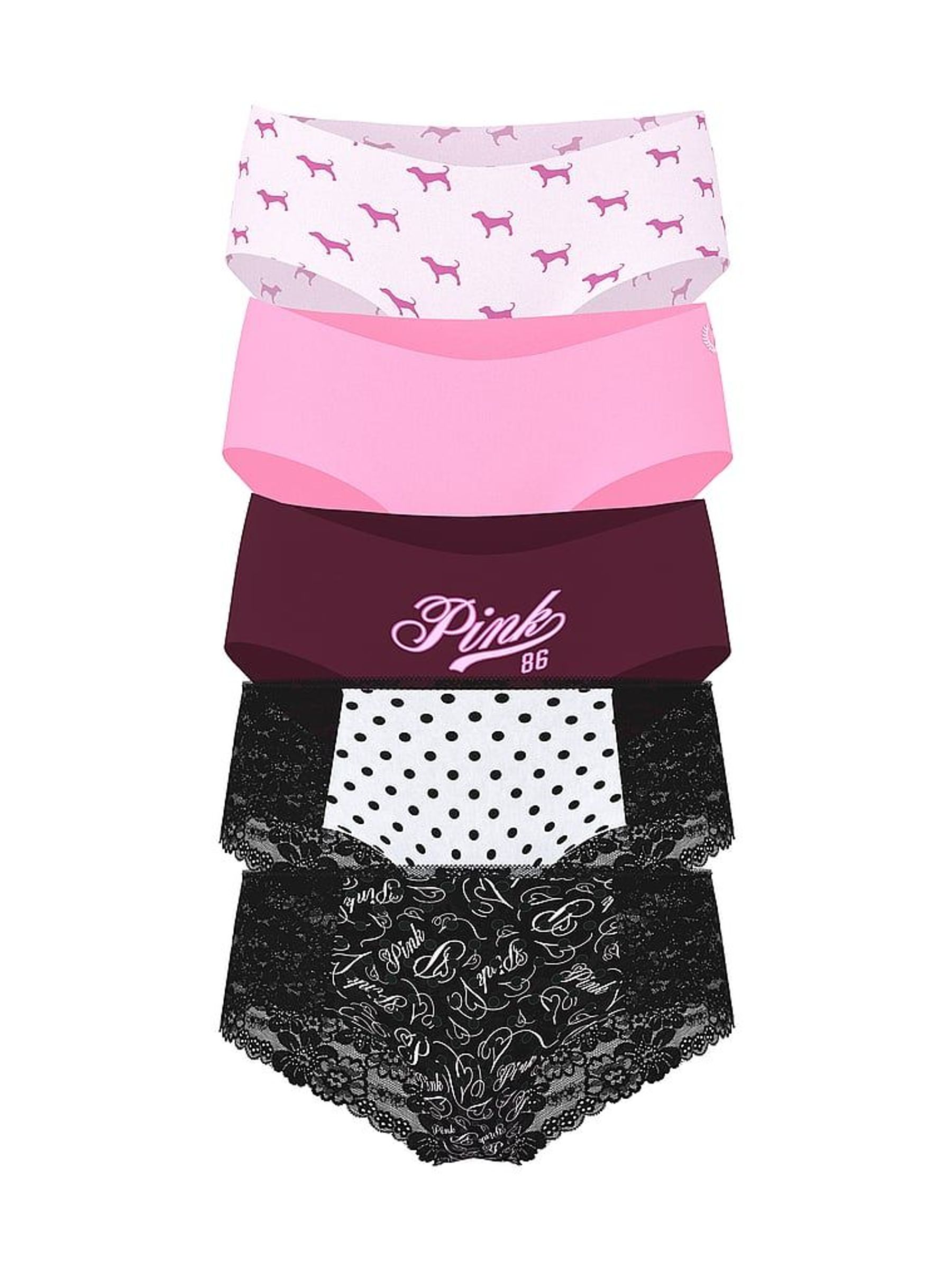 Pink/White/Red/Pink/Black Cheeky 5 Pack Knickers (F51217) | €31