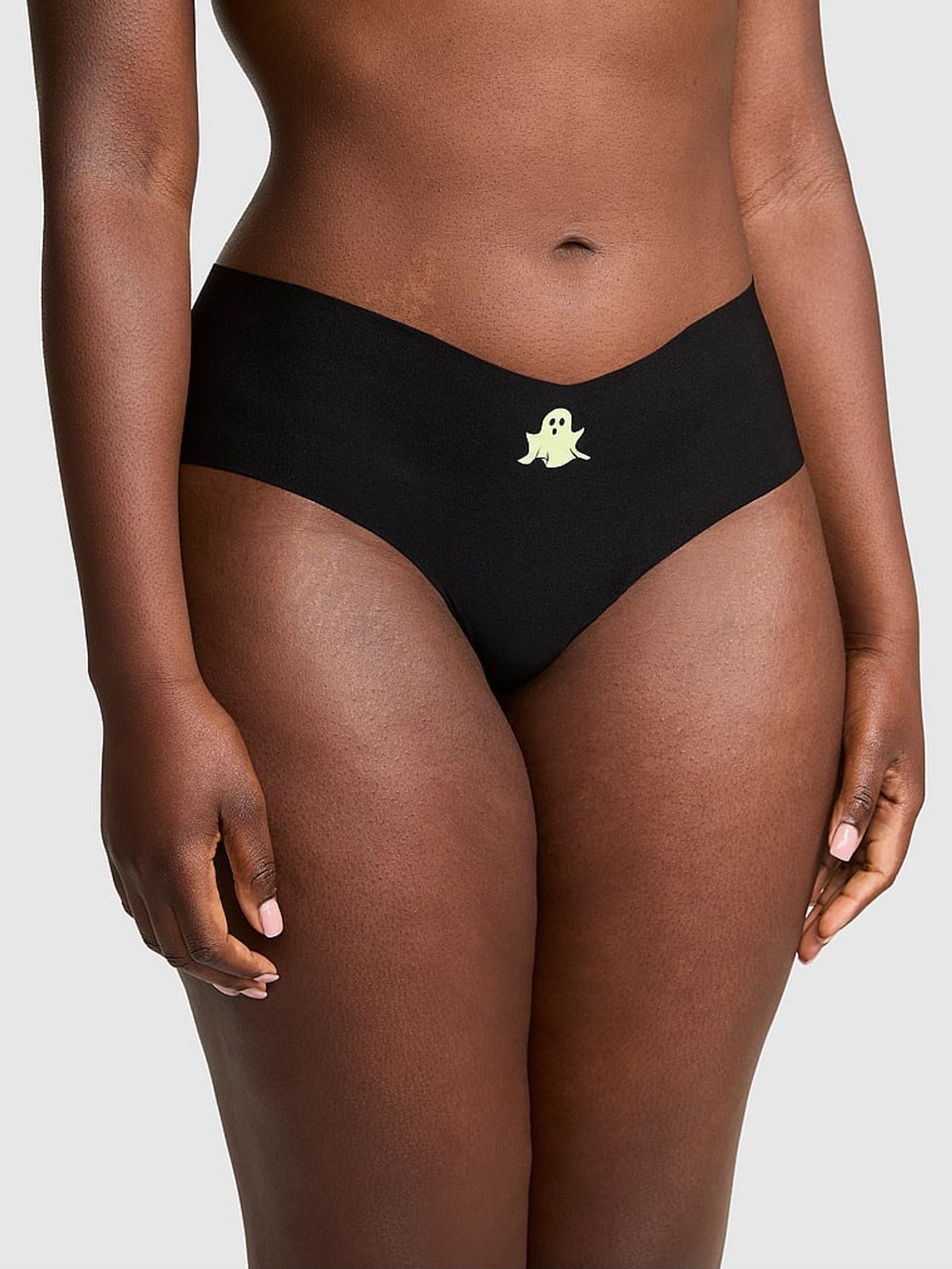 Black Glow In The Dark Ghost Hipster No Show Cheeky Knickers (F51227) | €10.50