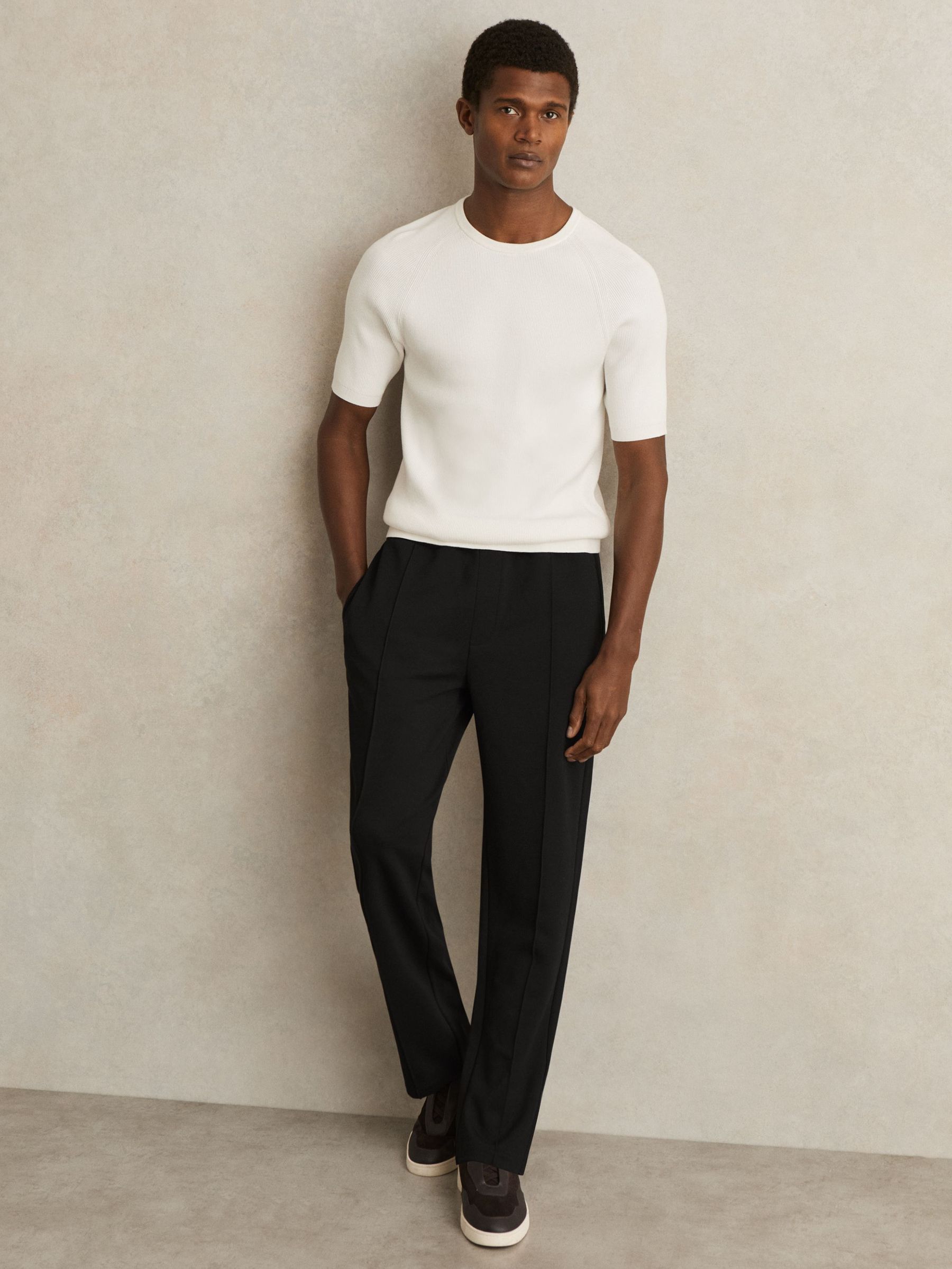 Interlock Straight-Leg Drawstring Trousers in Black (F52323) | CA$215