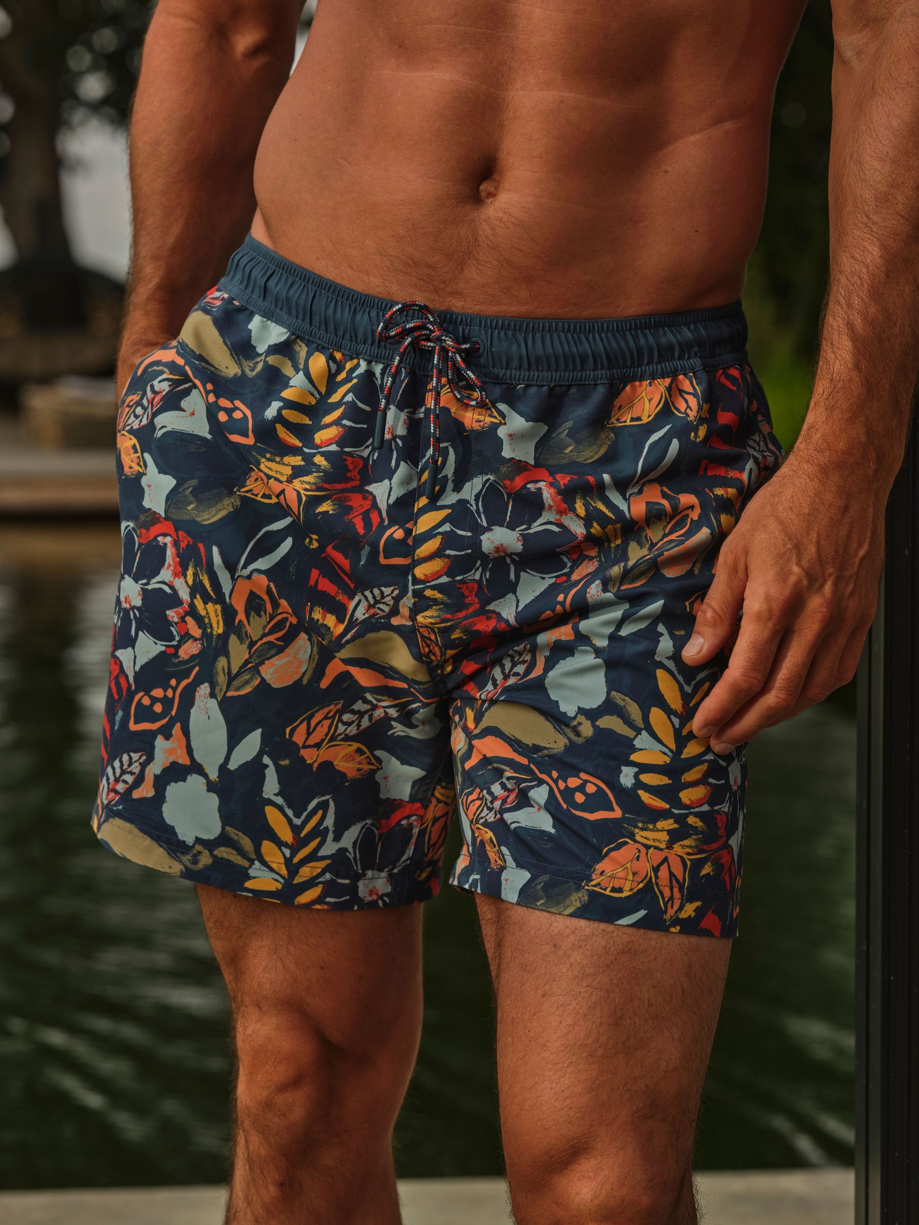 Trevose Teal Blue Jungle Print Swim Shorts (F54709) | €46