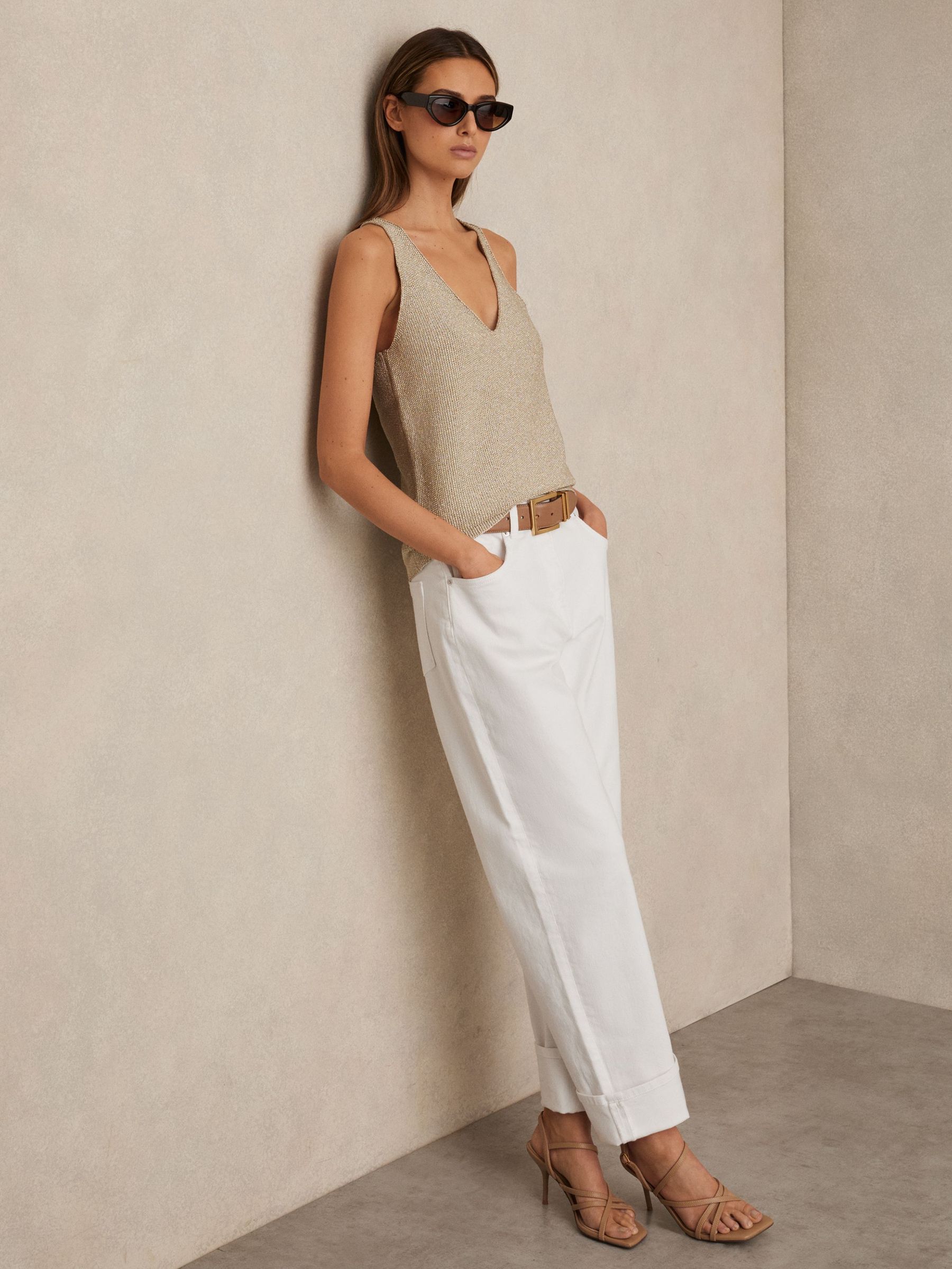 Petite Straight Leg Turn Up Jeans in White (F57561) | HK$2,110