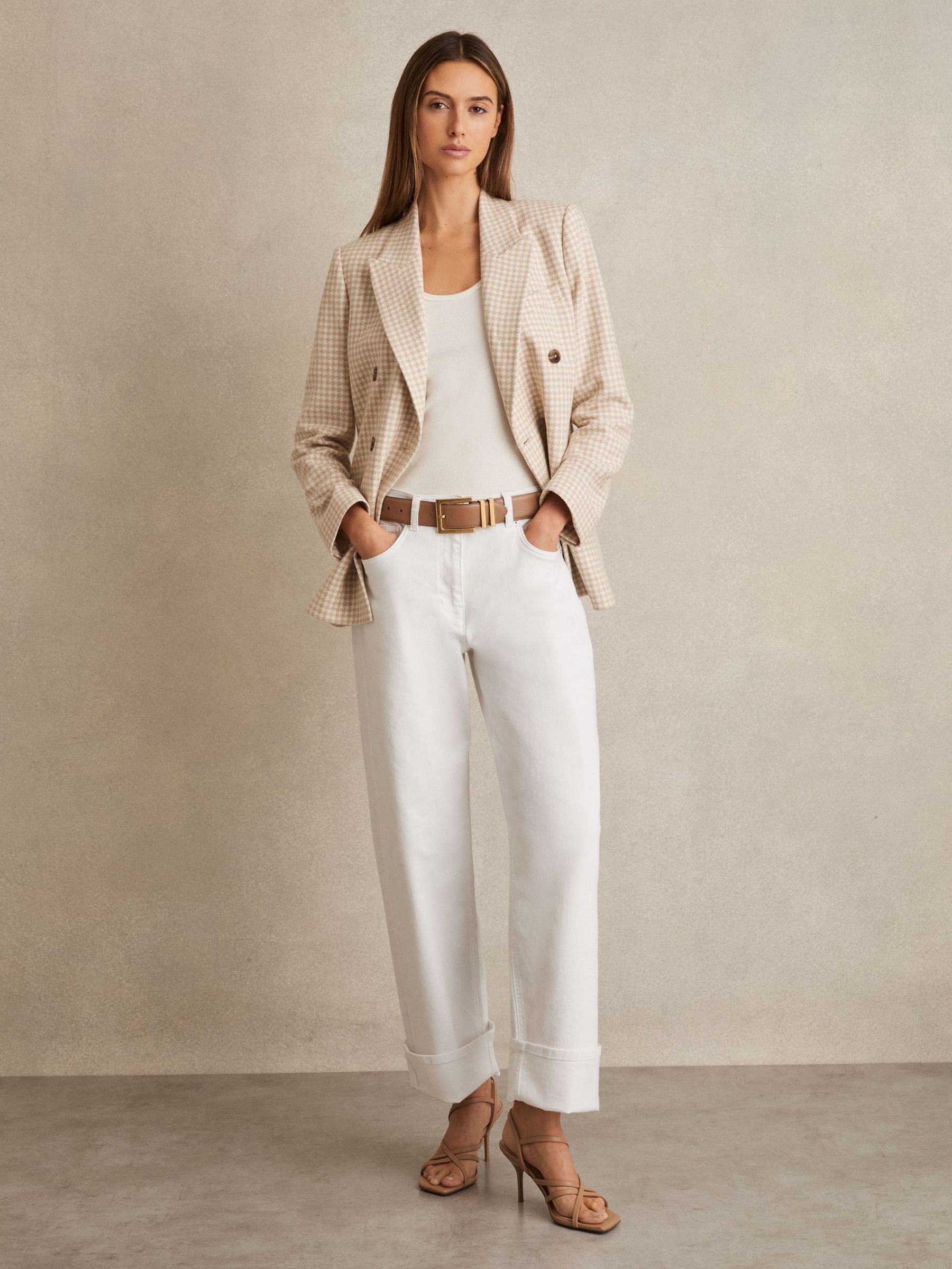 Straight Leg Turn Up Jeans in White (F57562) | HK$2,110