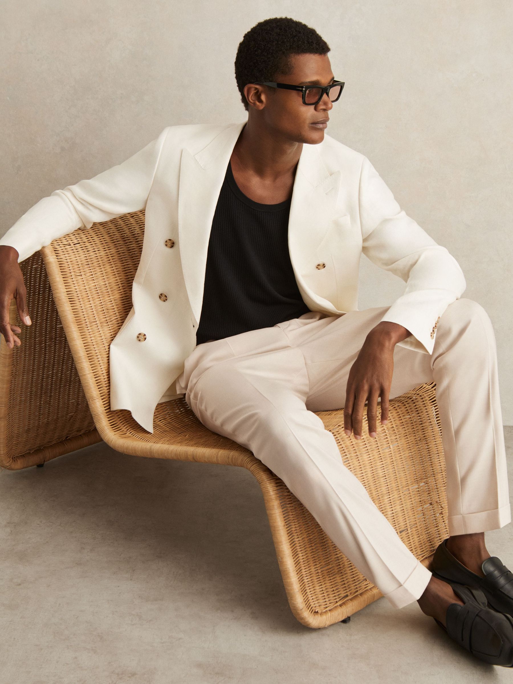 Tapered Turn-Up Trousers in Ecru (F57563) | €195