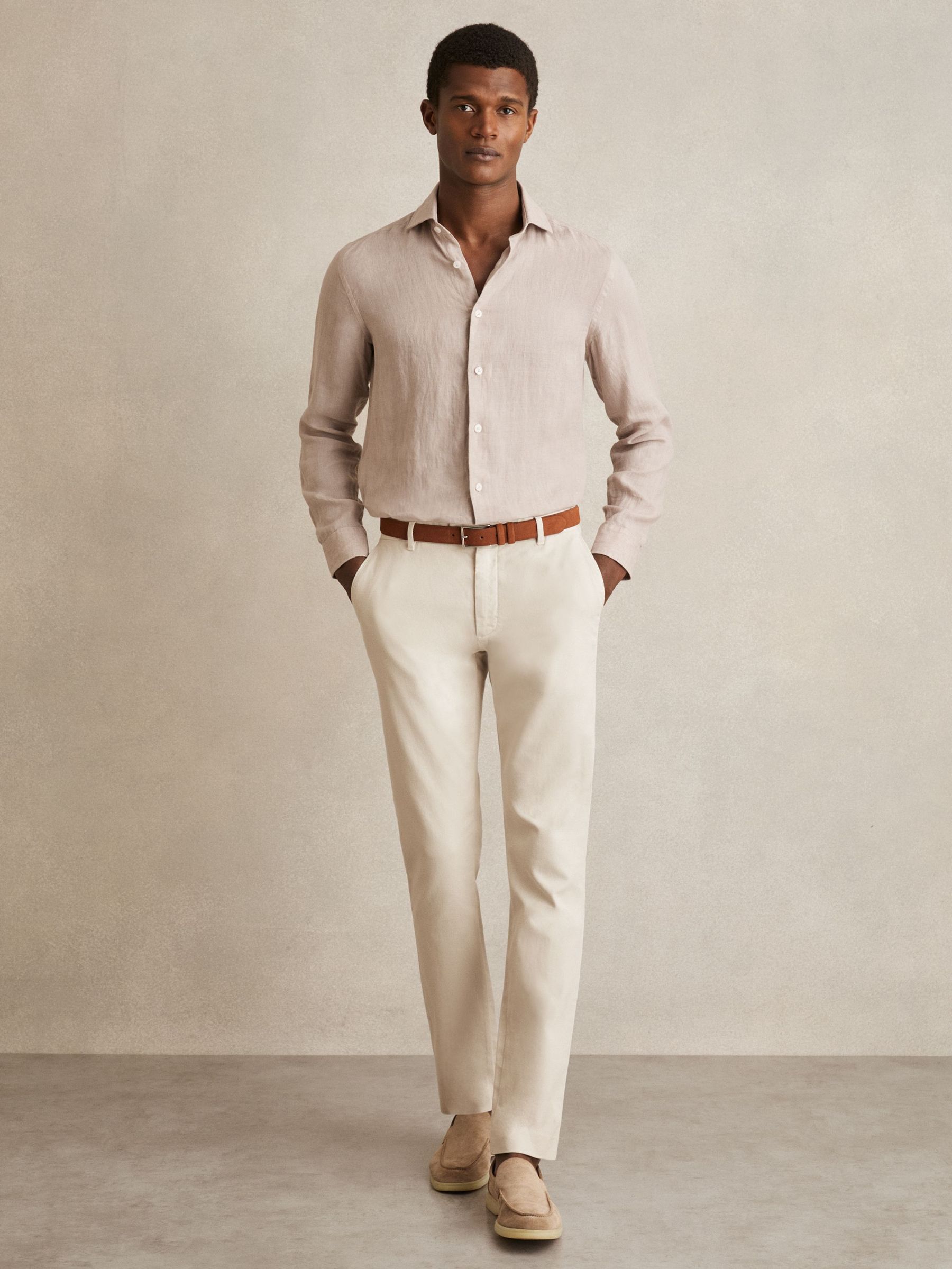 Cotton-Piqué Slim-Fit Chinos in Off White (F57873) | US$160