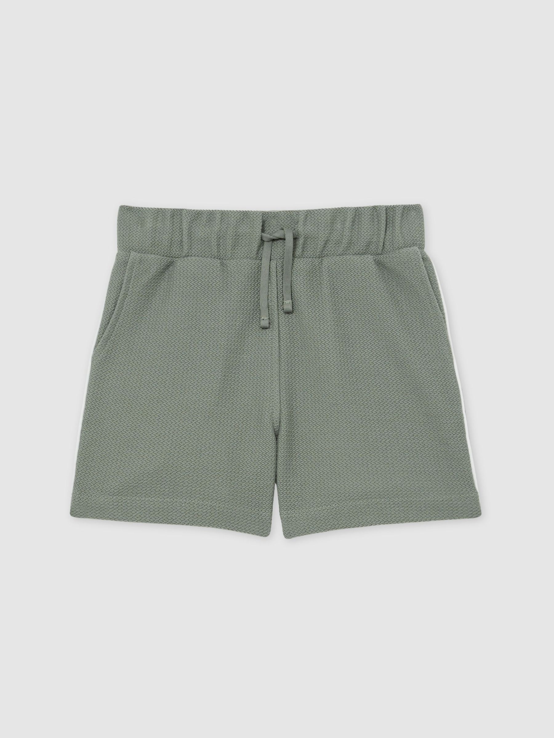 13-14 yrs Cotton Textured Piped Shorts in Sage Green (F57887) | €40