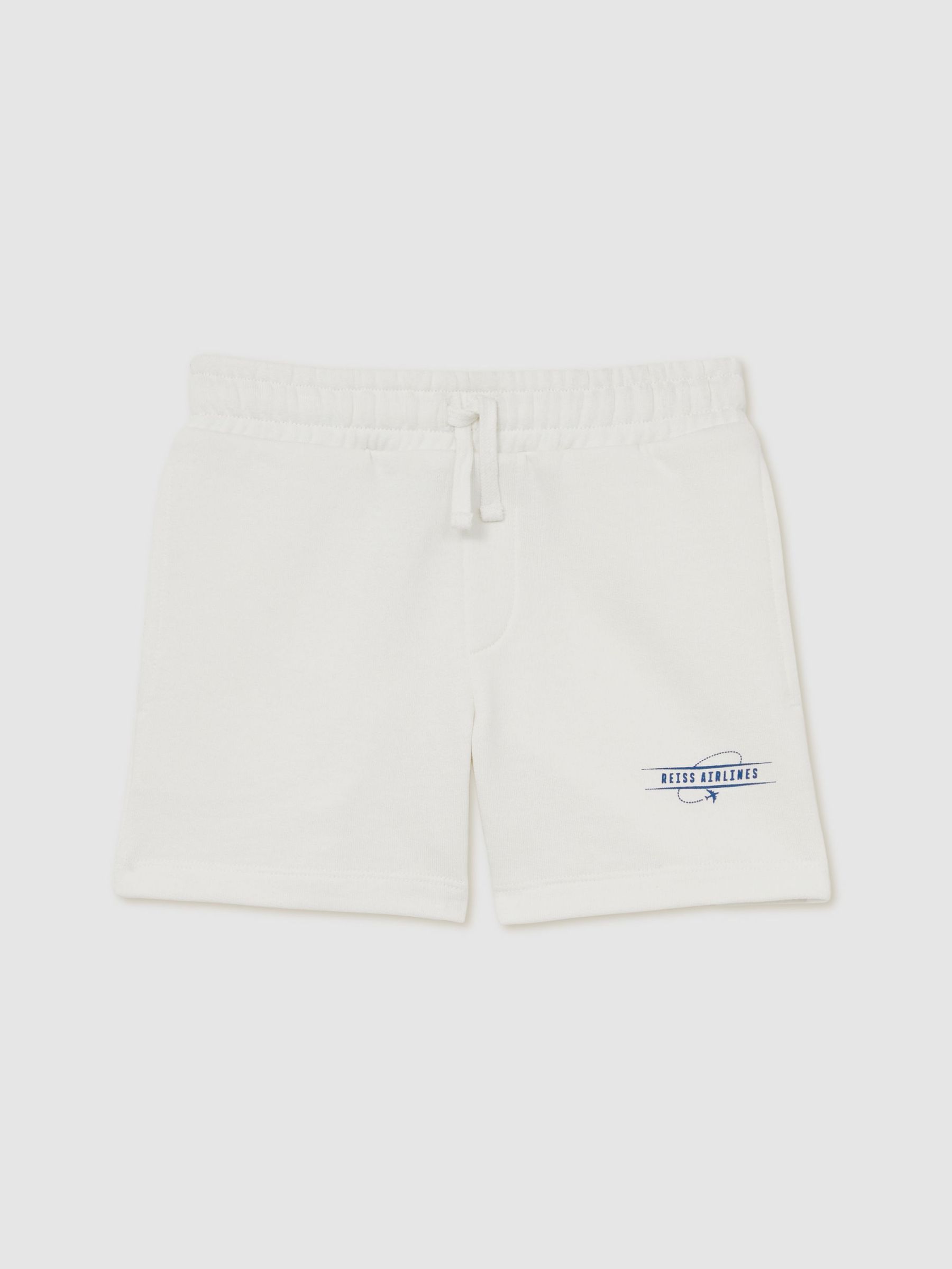 Cotton-Blend Airlines-Print Shorts in White/Blue (F57900) | €45