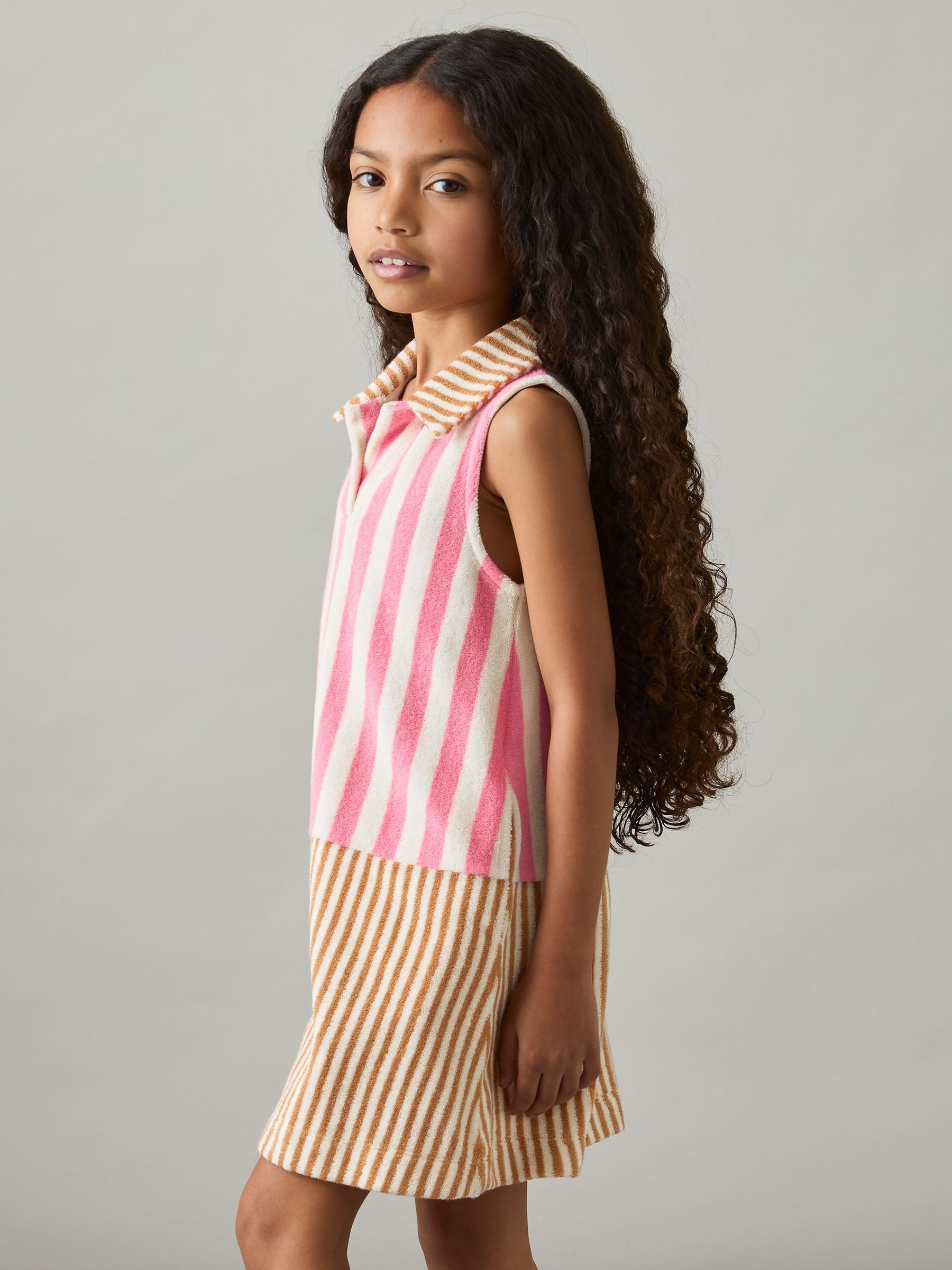 9-13 yrs Towelling Stripe Dress in Pink (F57901) | €55