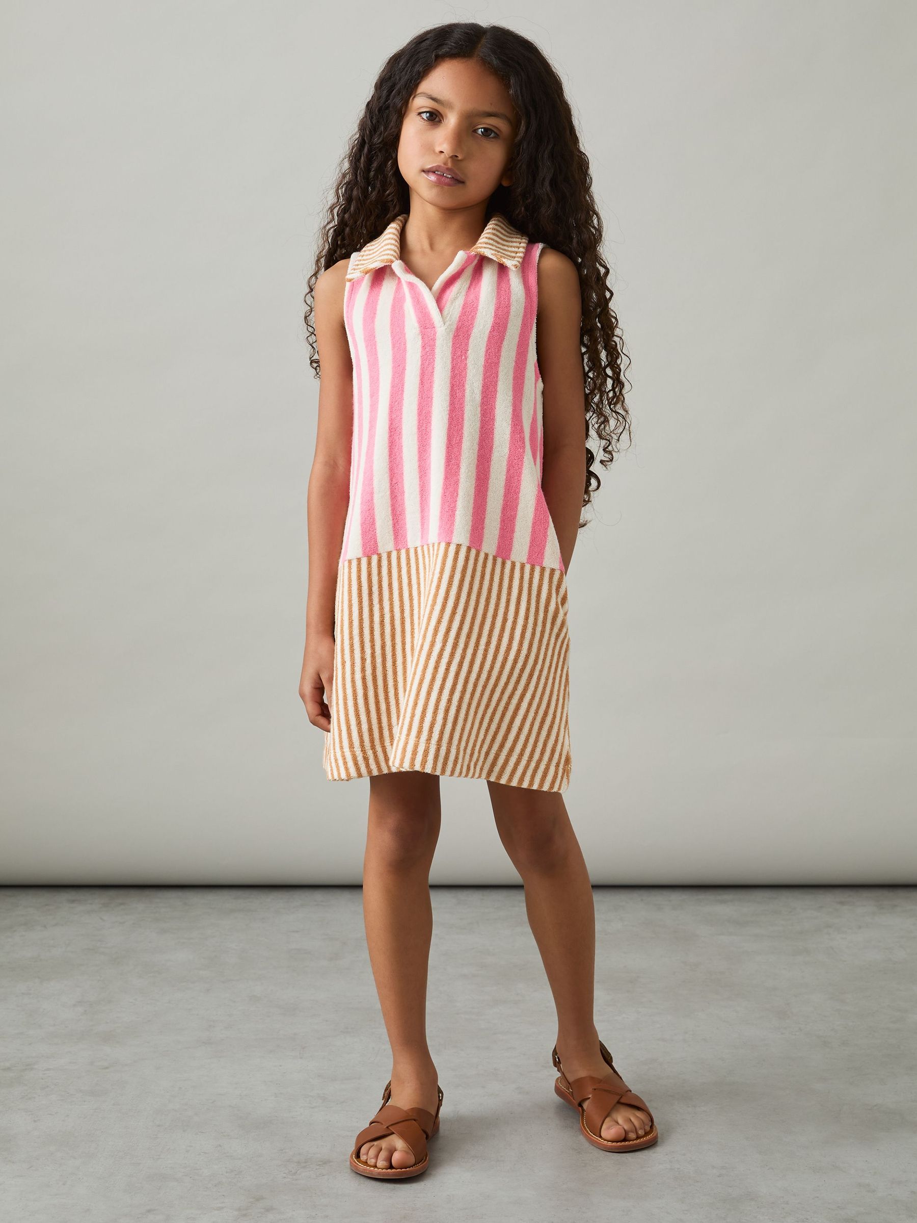 4-9 yrs Towelling Stripe Dress in Pink (F57908) | €50