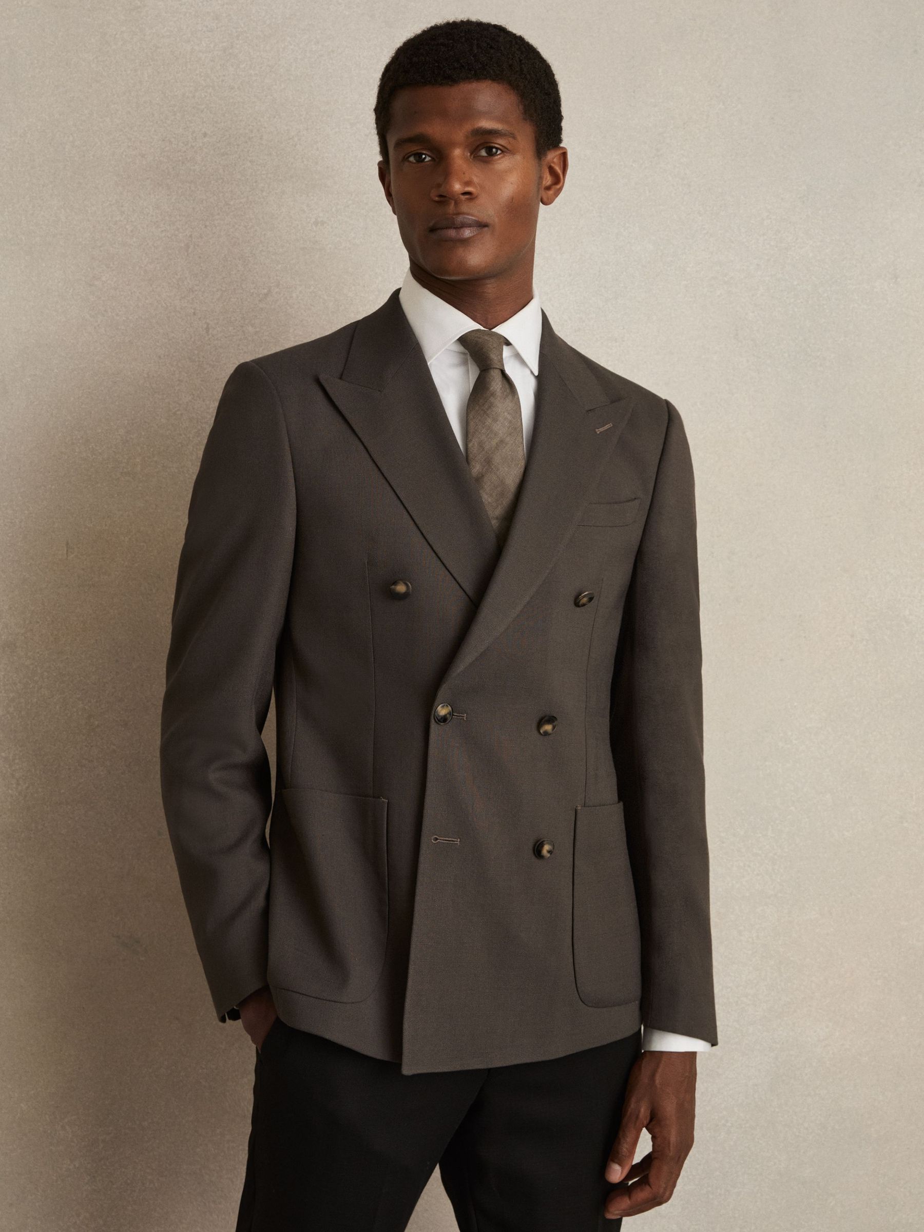 Slim Fit Double Breasted Suit Blazer in Dark Green (F57920) | 1,625 QAR