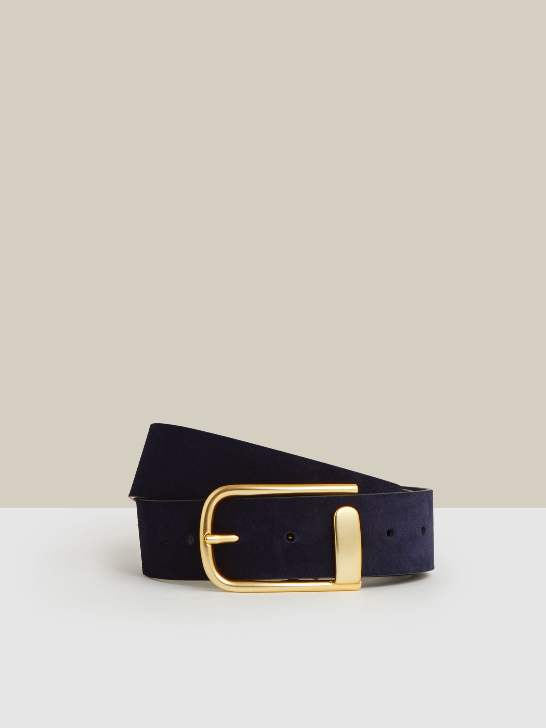 Leather Half Keeper Belt in Navy (F59064) | €95