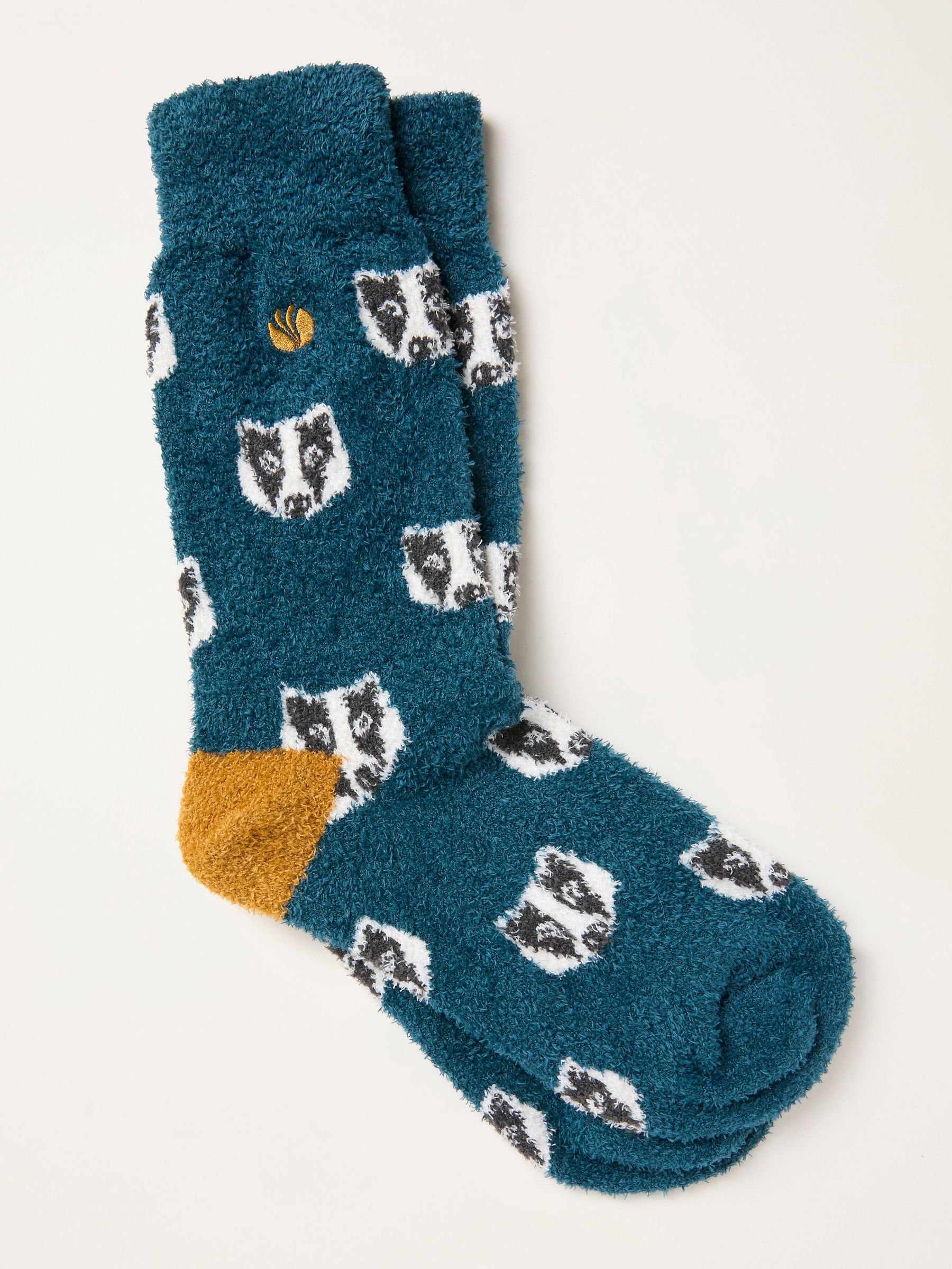 Teal Blue Badger Cosy Socks (F60142) | $20