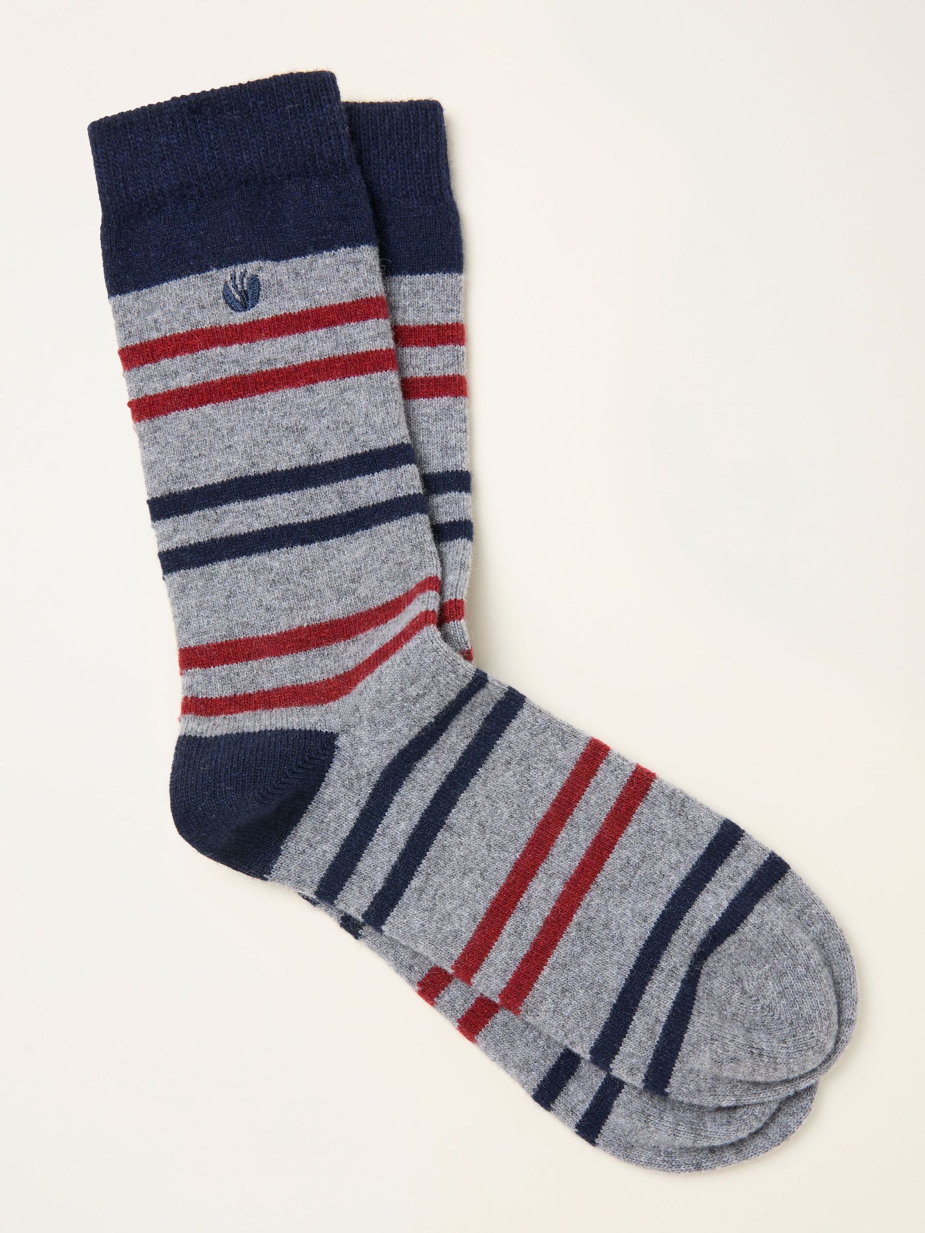 Grey Striped Wool Blend Socks (F60158) | $24