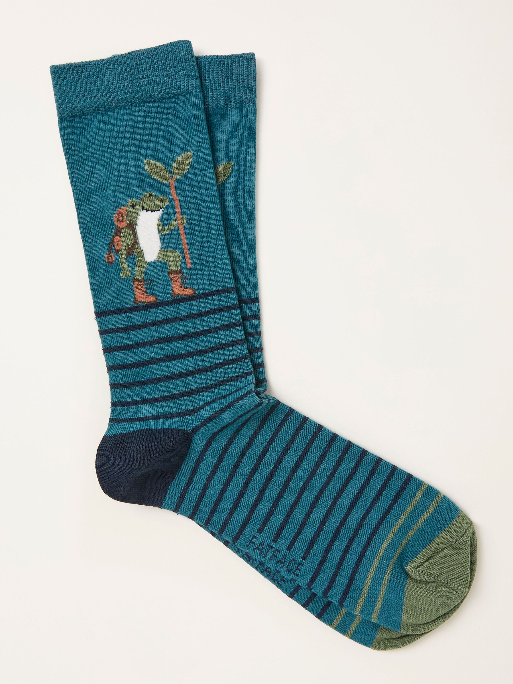 Teal Blue Hiking Frog Socks (F60183) | $12