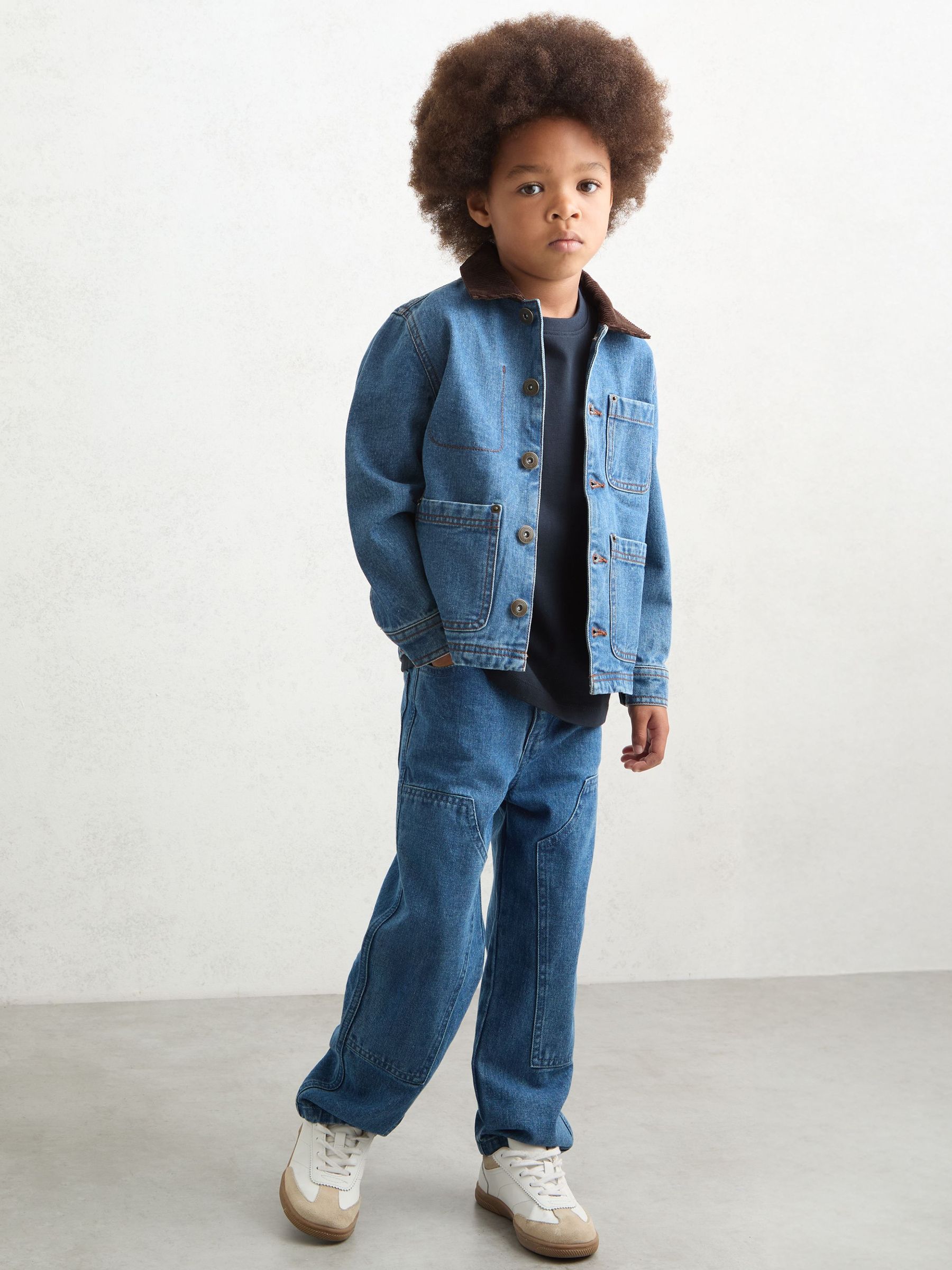9-13 yrs Corduroy-Collar Denim Jacket in Mid Blue (F61545) | €75