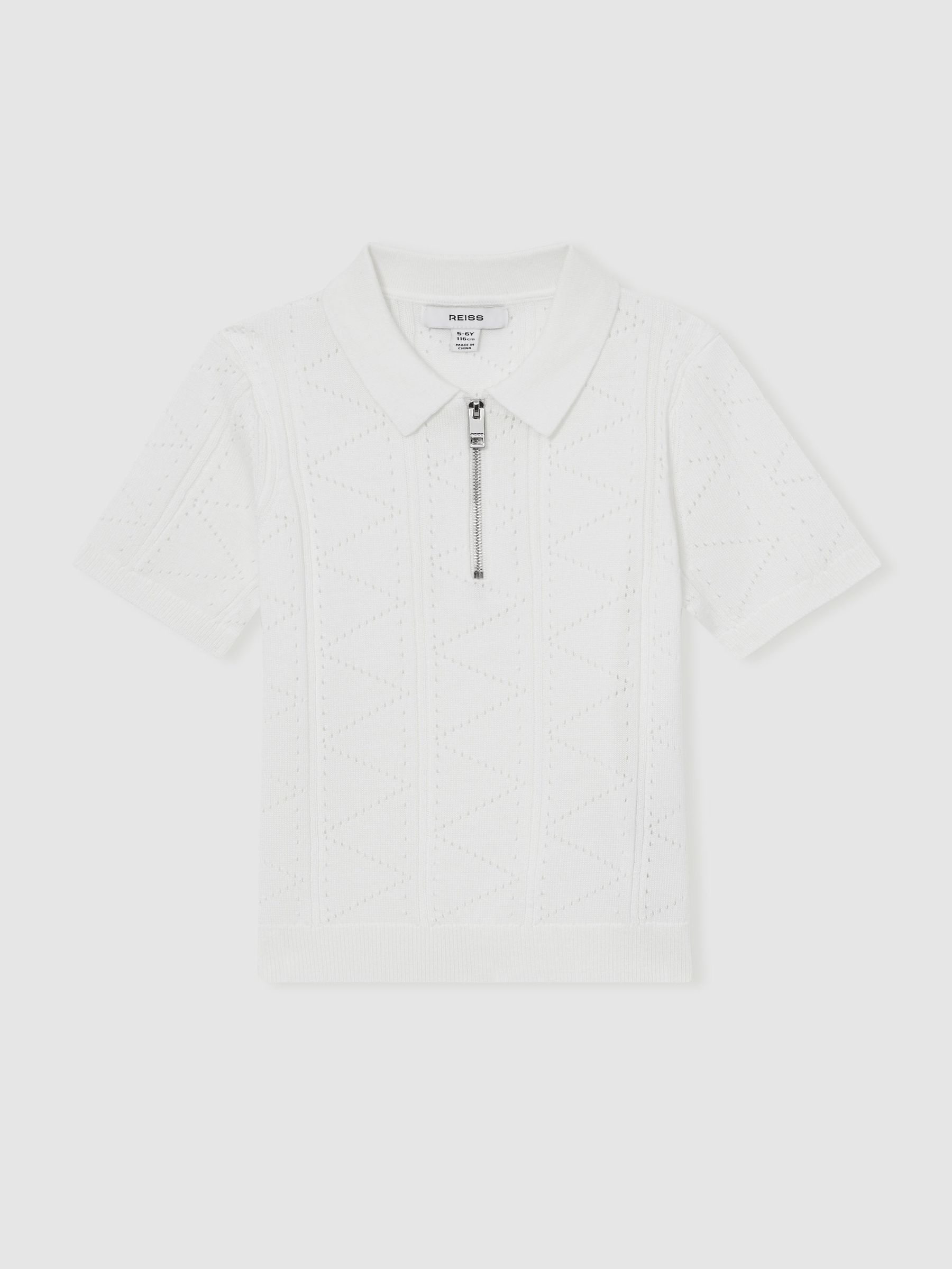 Half Zip Pointelle Polo Shirt in Off White (F61554) | €65