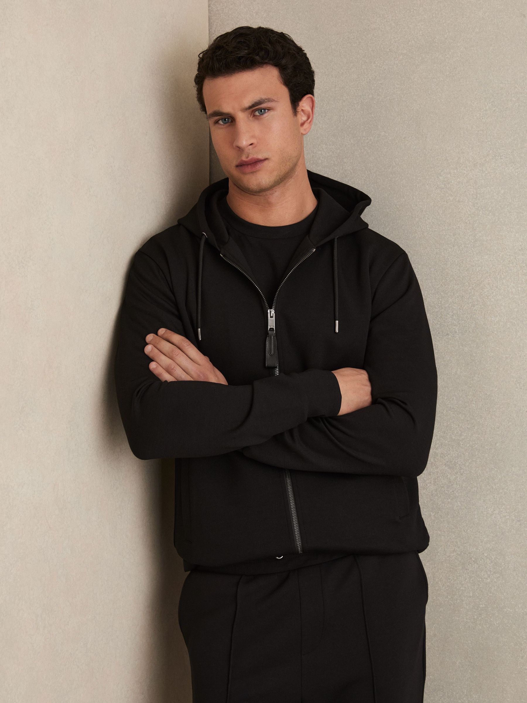Interlock Zip-Through Hoodie in Black (F61556) | €225