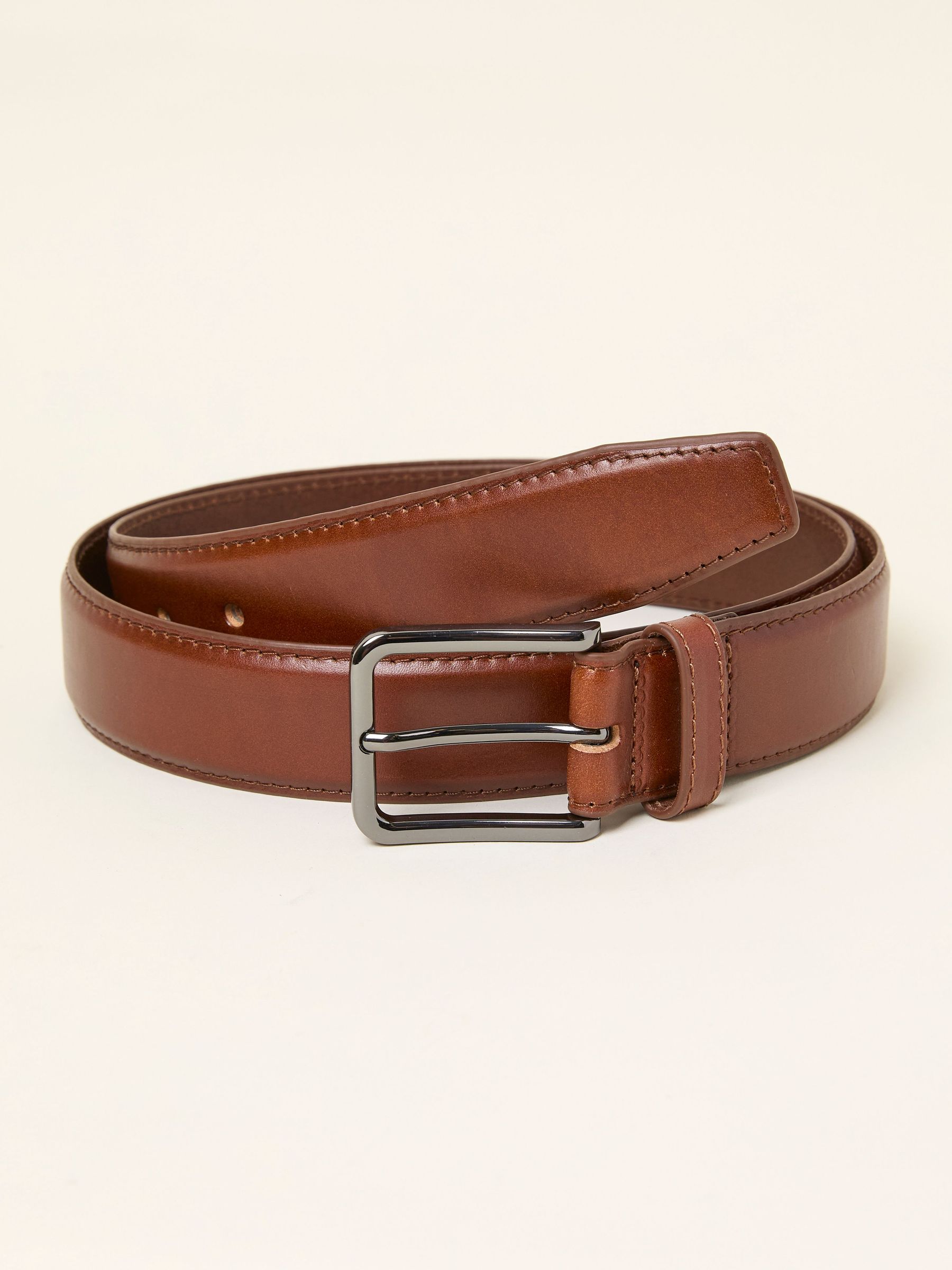Dark Tan Smart Leather Belt (F62976) | $60