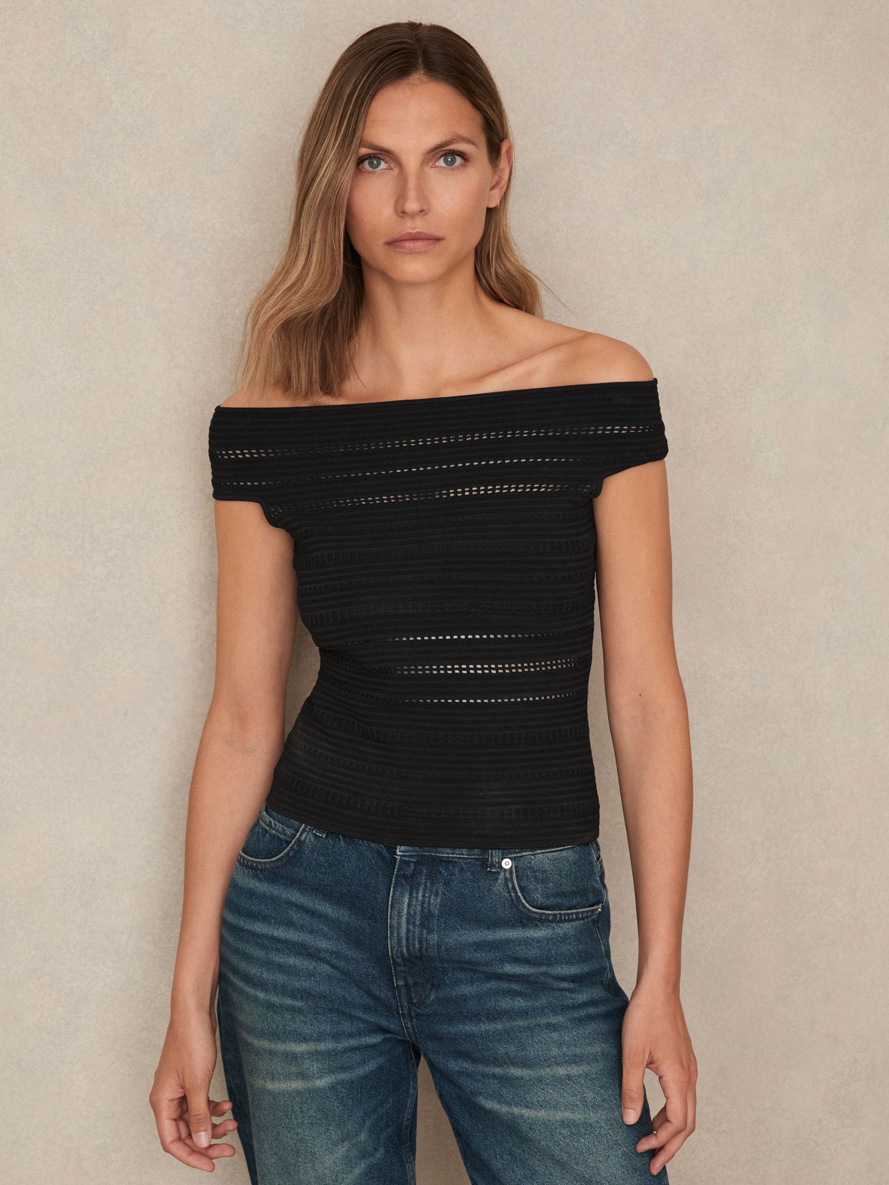 Bardot Open Knit Top in Black (F63054) | €76