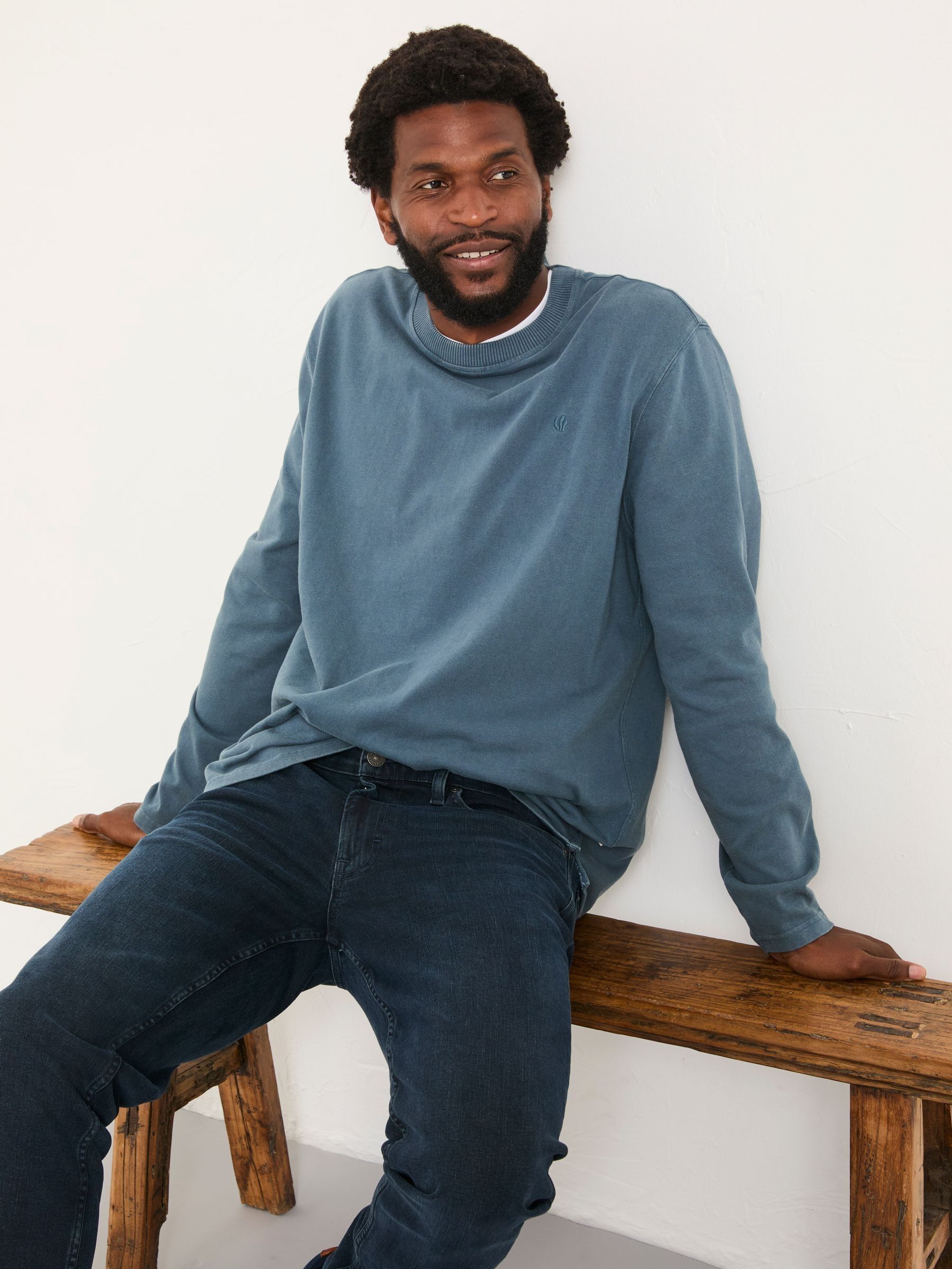 Arne Mid Blue Long Sleeve Heavyweight Relaxed Fit T-Shirt (F63791) | €50