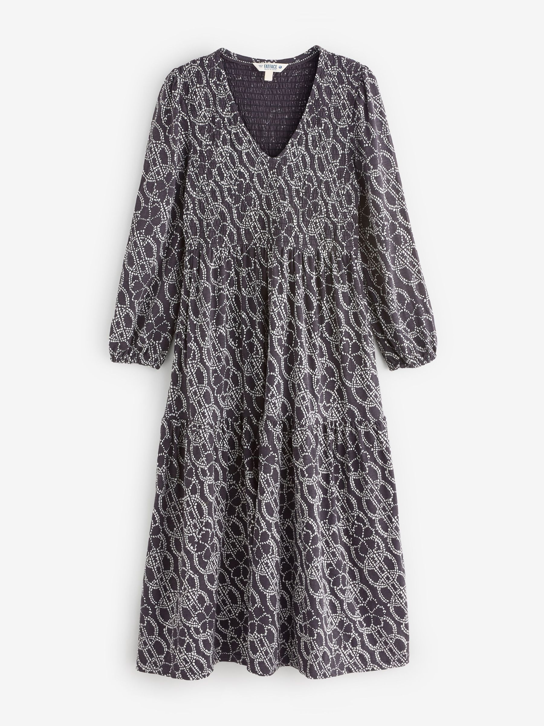 Danielle Graphite Grey Texture Floral Petite Midi Jersey Dress (F64165) | €77.50