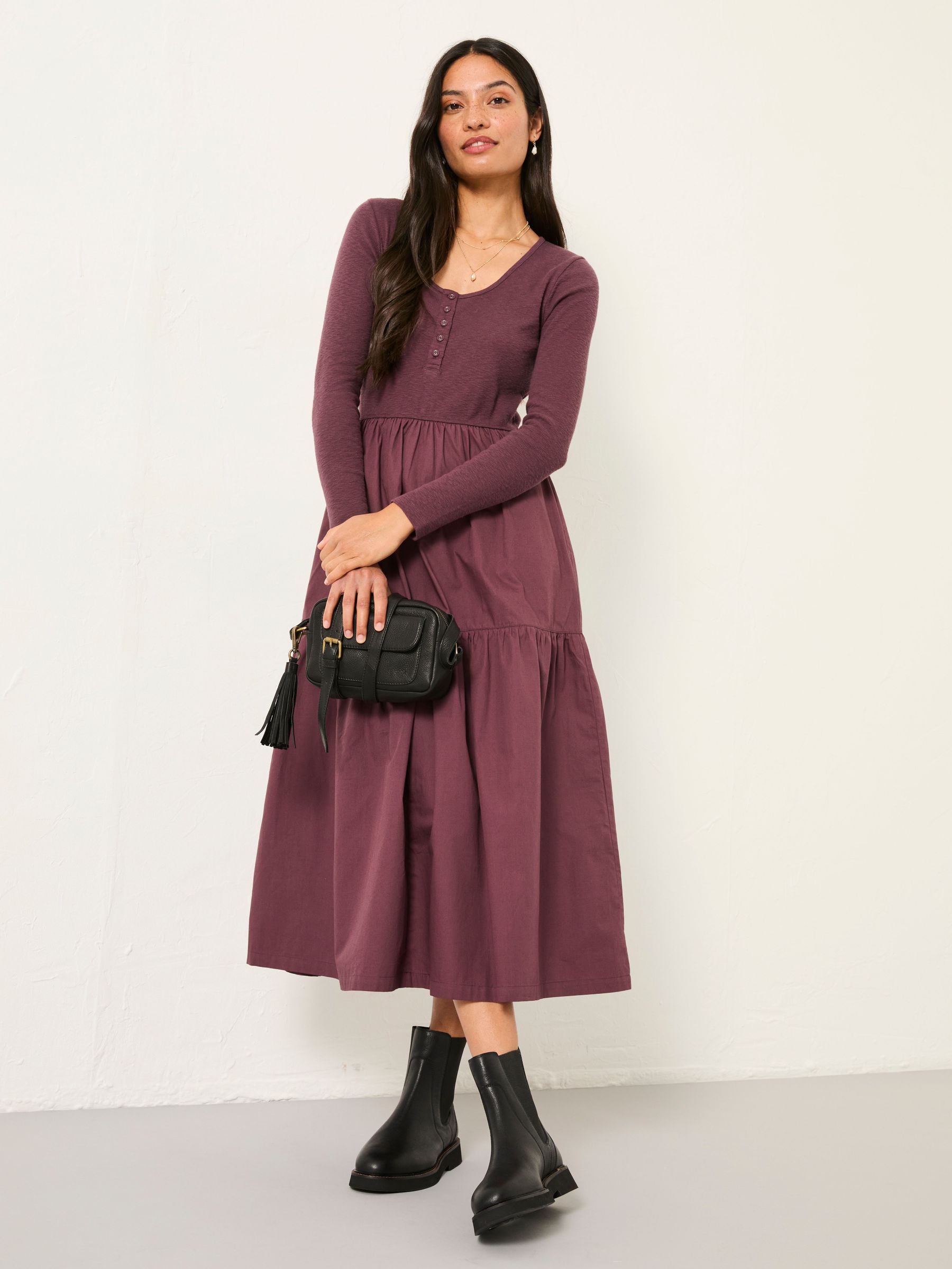 Louise Dusky Purple Petite Jersey Woven Midi Dress (F64171) | €77.50