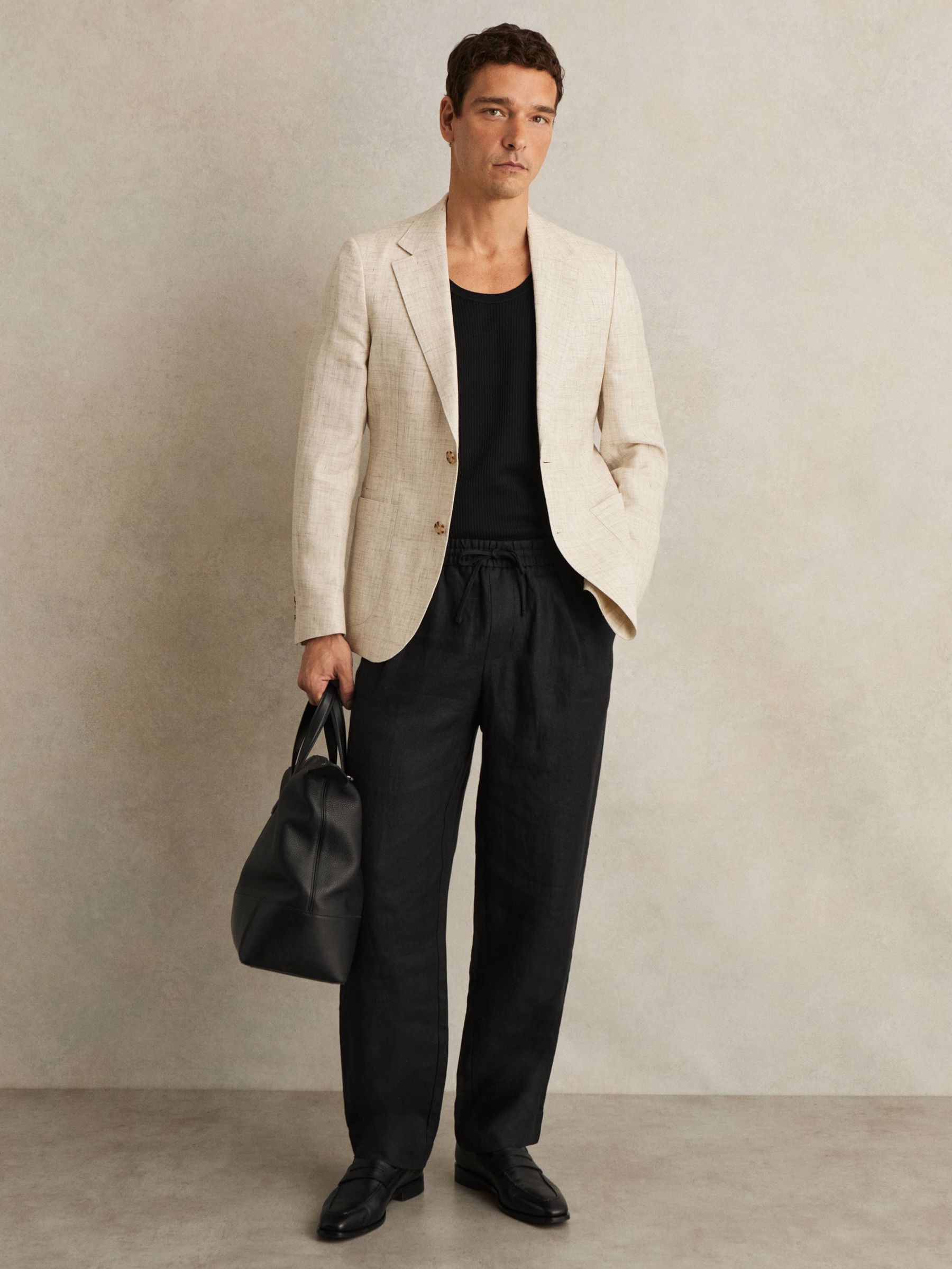 Linen Drawstring Relaxed-Fit Trousers in Black (F64588) | €195