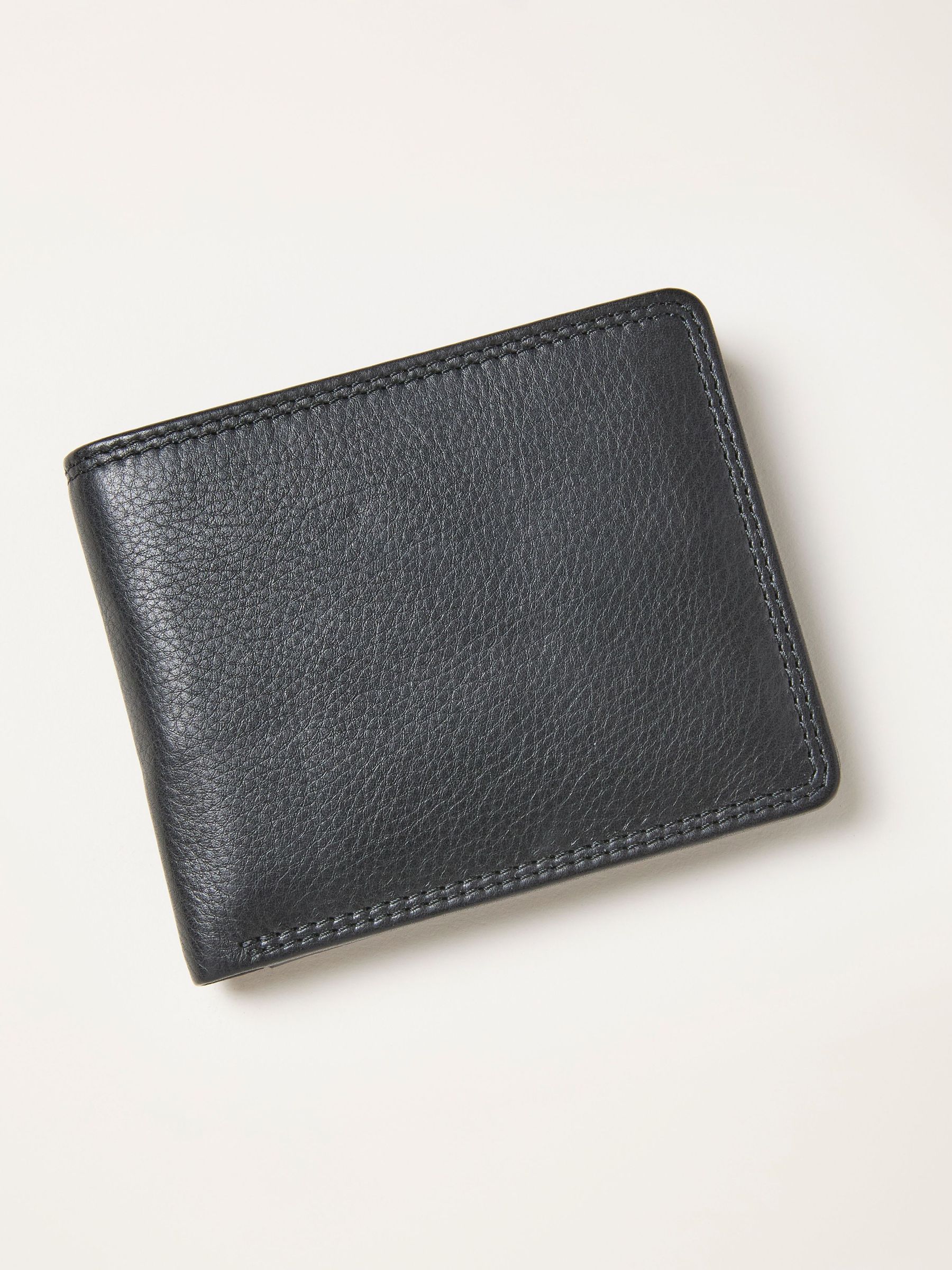 Black Twin Stitch Leather Wallet (F65851) | $51