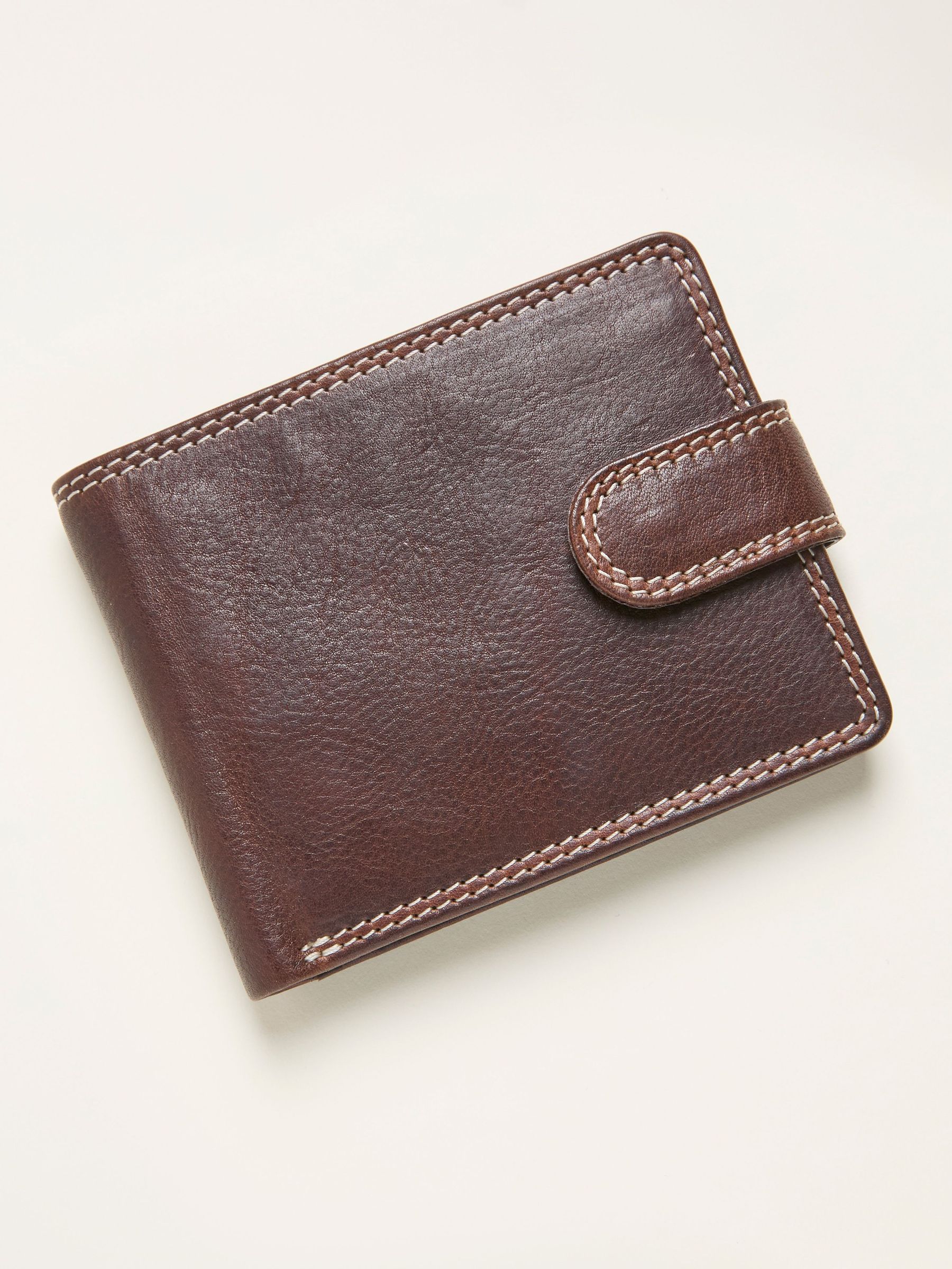 Chocolate Brown Contrast Stitch Leather Wallet (F65860) | $51