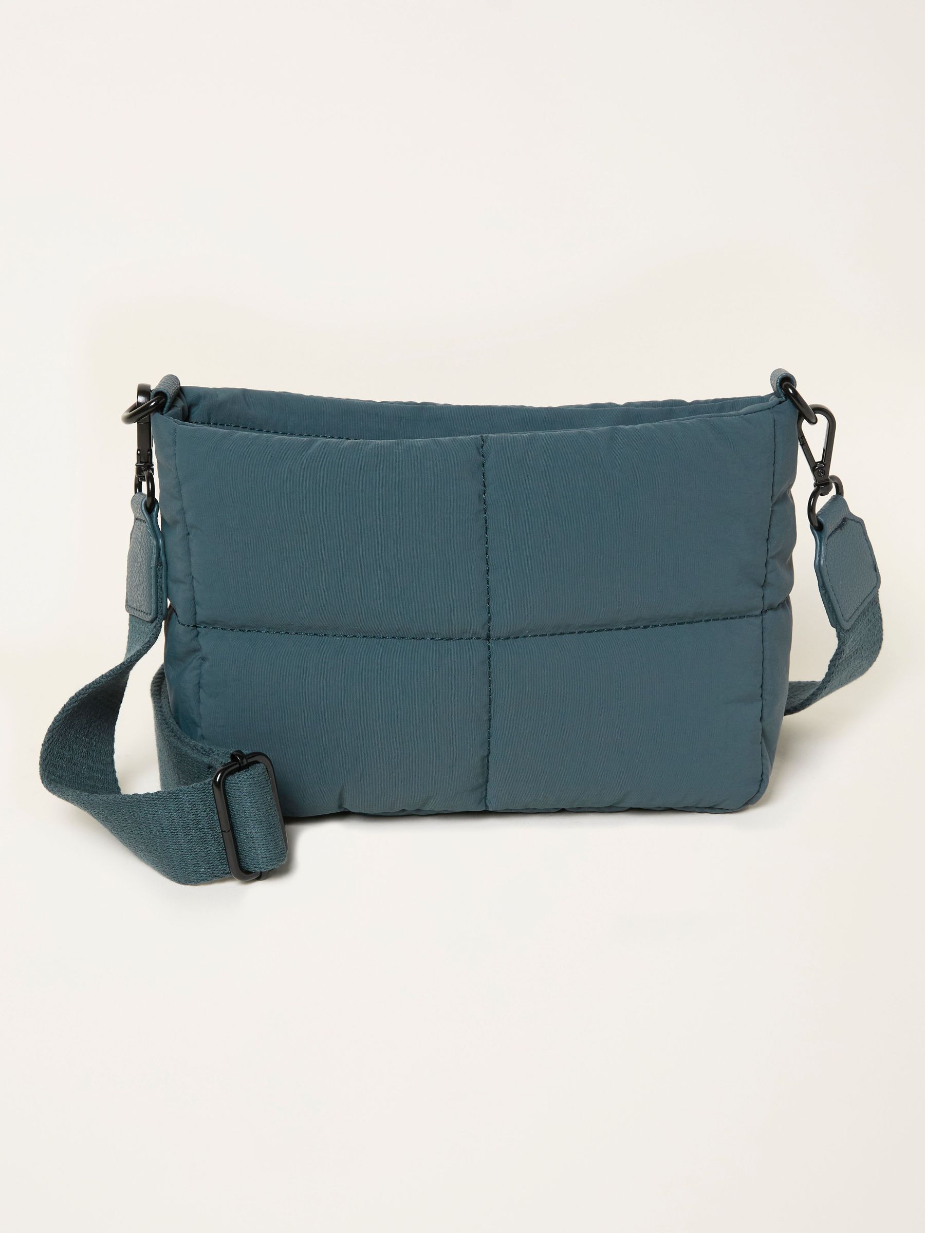 Teal Blue Quilted Nylon Crossbody Bag (F65871) | €42.50