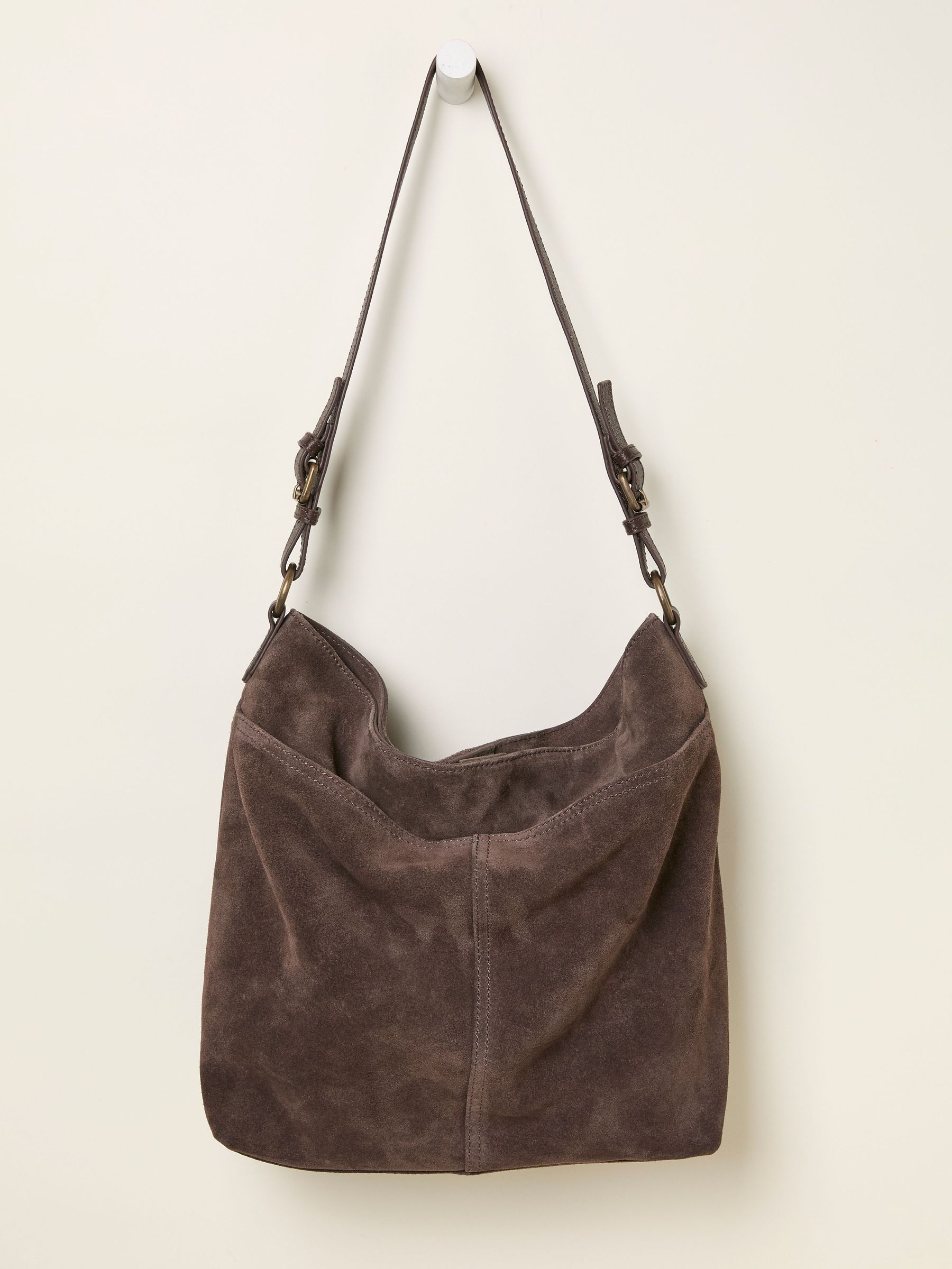 Molly Chocolate Brown Suede Shoulder Bag (F65872) | €86