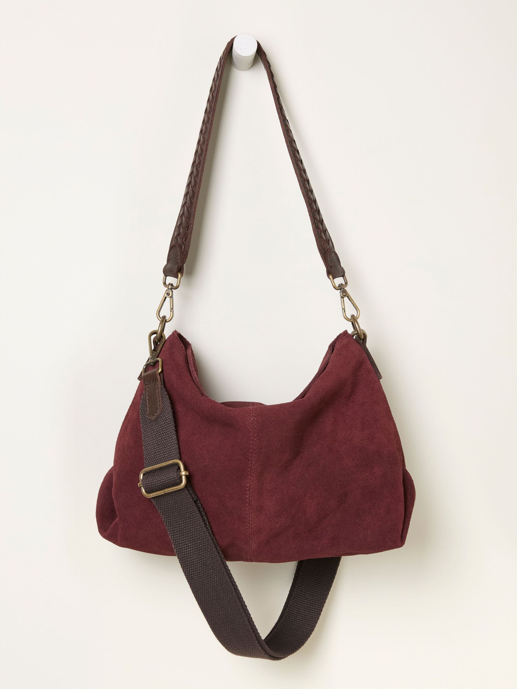 Burgundy Red Suede Evnelope Bag (F65873) | $103