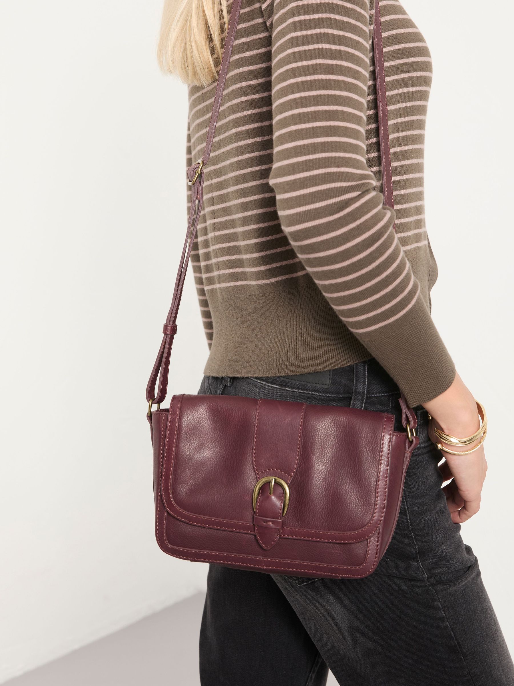 Mabel Burgundy Red Buckle Crossbody Bag (F65894) | $120