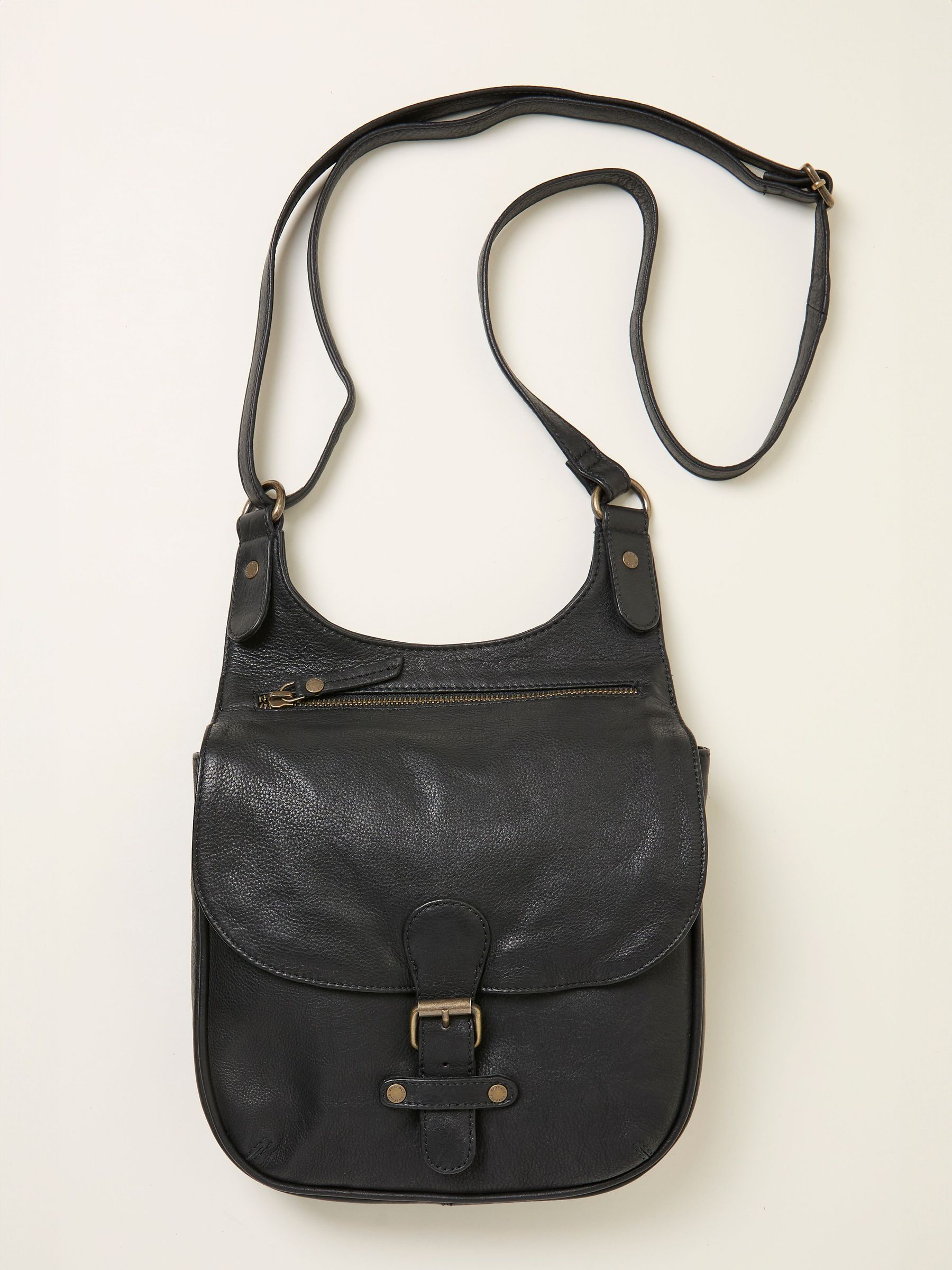 Anna Black Oiled Crossbody Bag (F65901) | $130