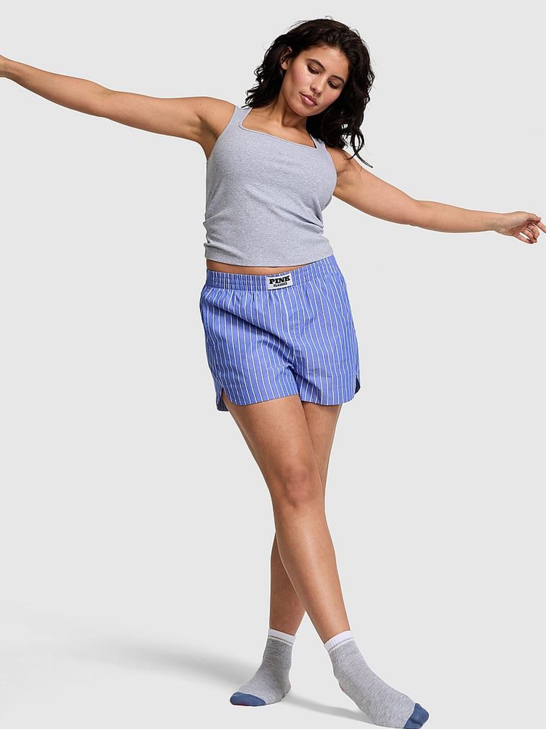 Ultra Marine Blue Stripe Boyfriend Boxer Pyjama Shorts (F65928) | €40