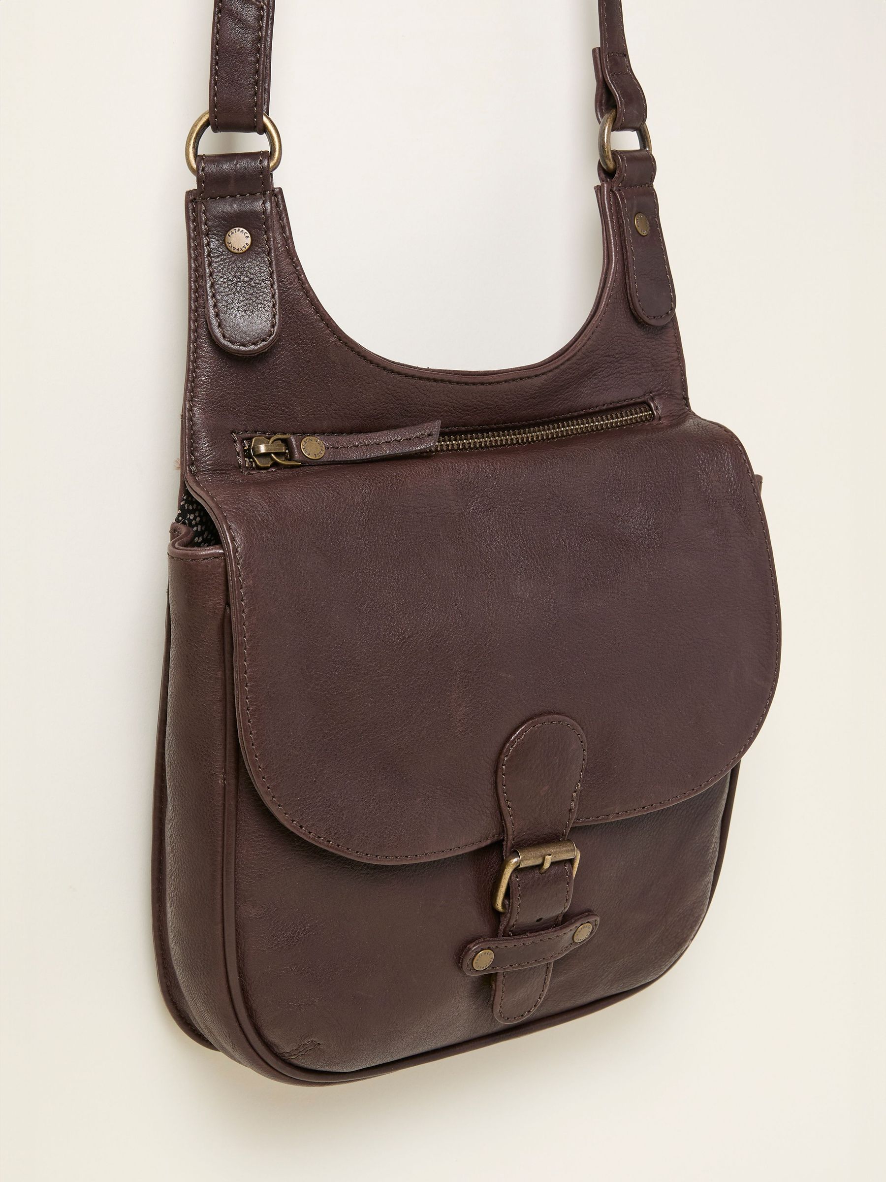 Anna Chocolate Brown Oiled Crossbody Bag (F65933) | $130