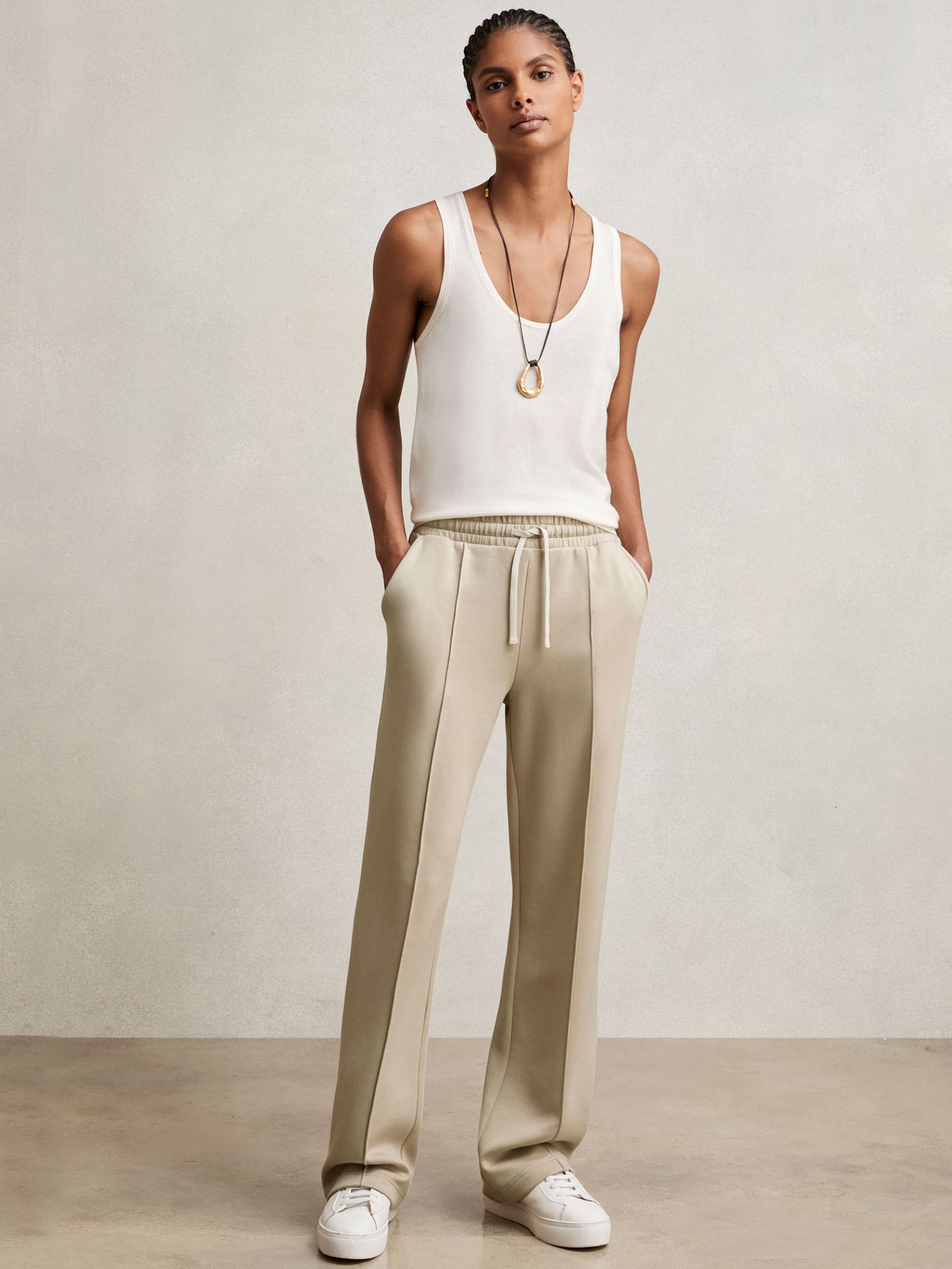 Interlock Pintuck Drawstring Joggers in Sage Green (F67117) | US$195