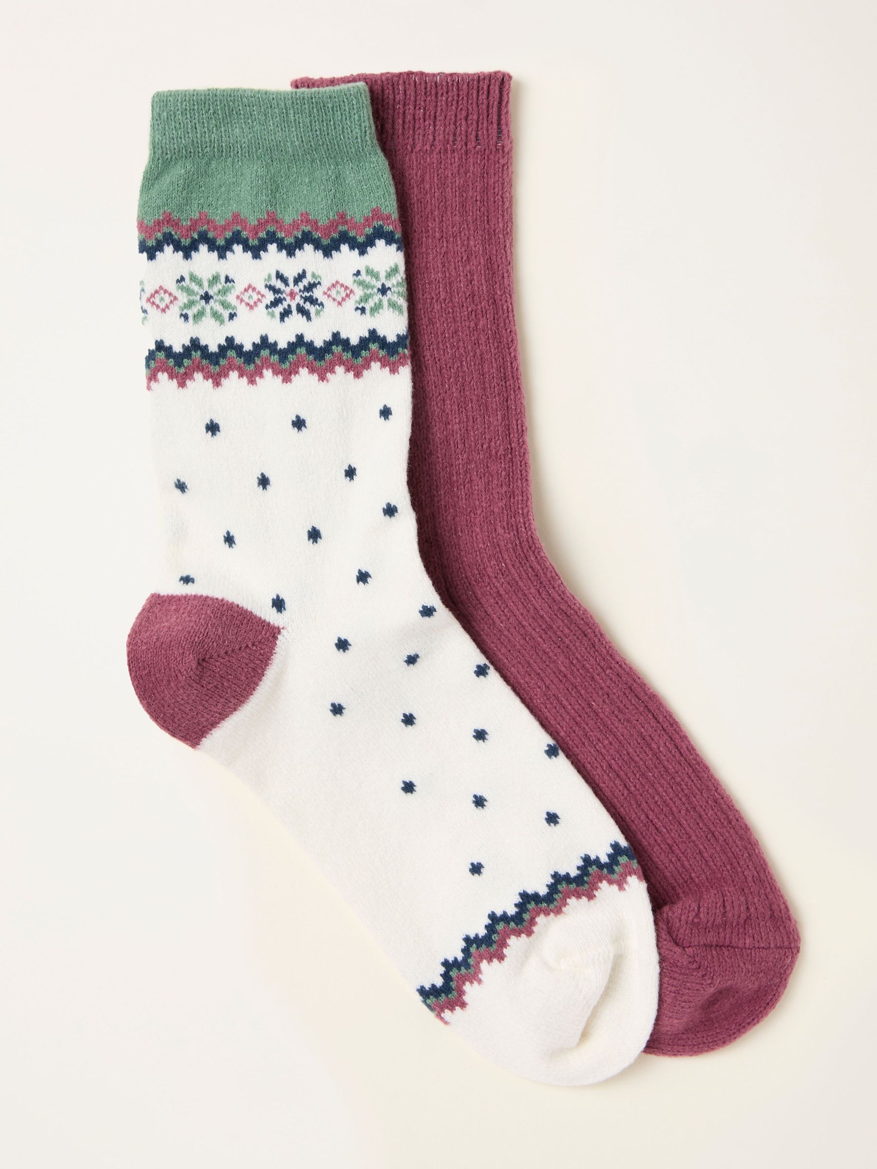 Cream 2 Pairs of Fairisle Socks (F67482) | $24