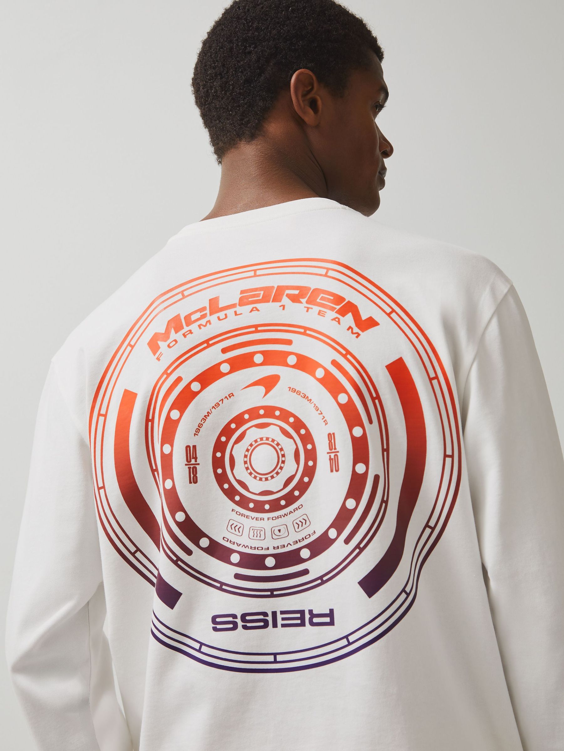 Unisex Fit McLaren F1 Team Tyre-Print T-Shirt in White (F67619) | €125