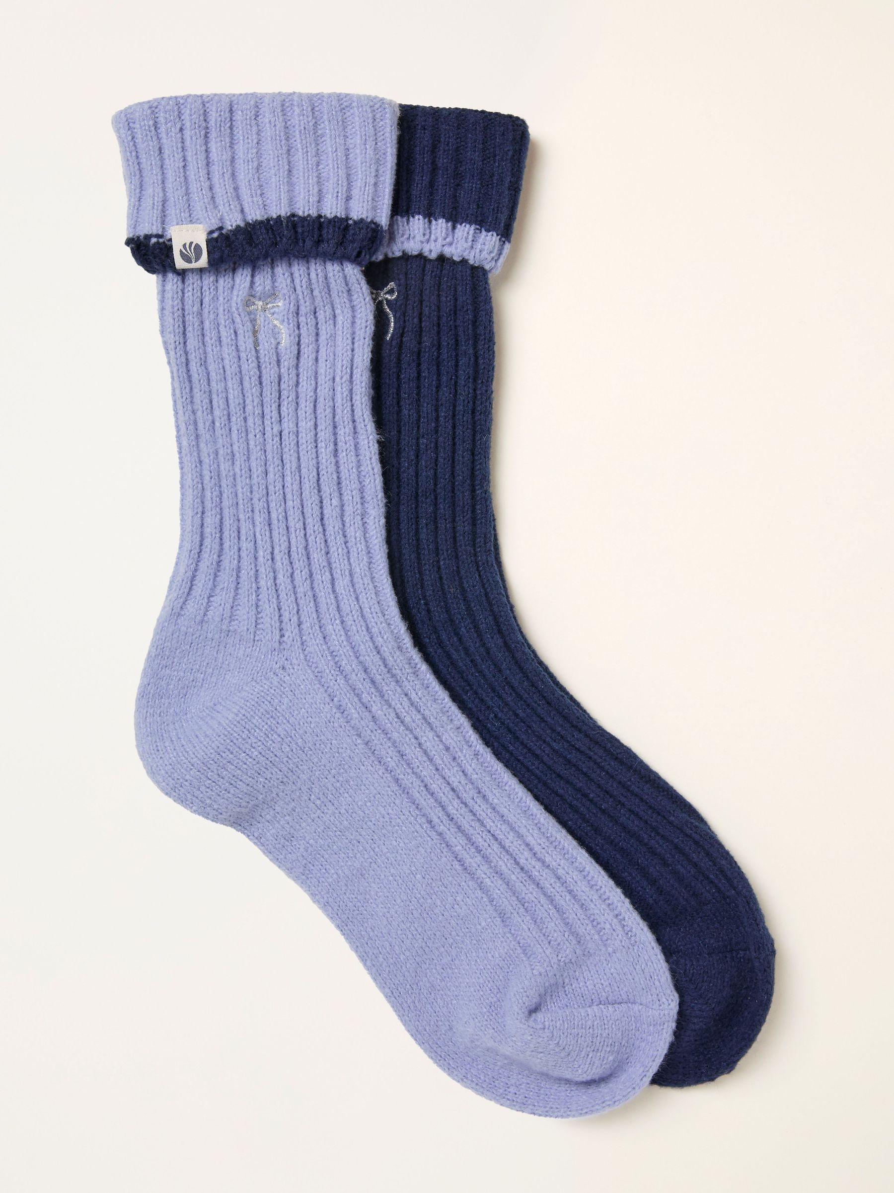 Blue 2 Pairs of Super Soft Bow Socks (F69484) | $24