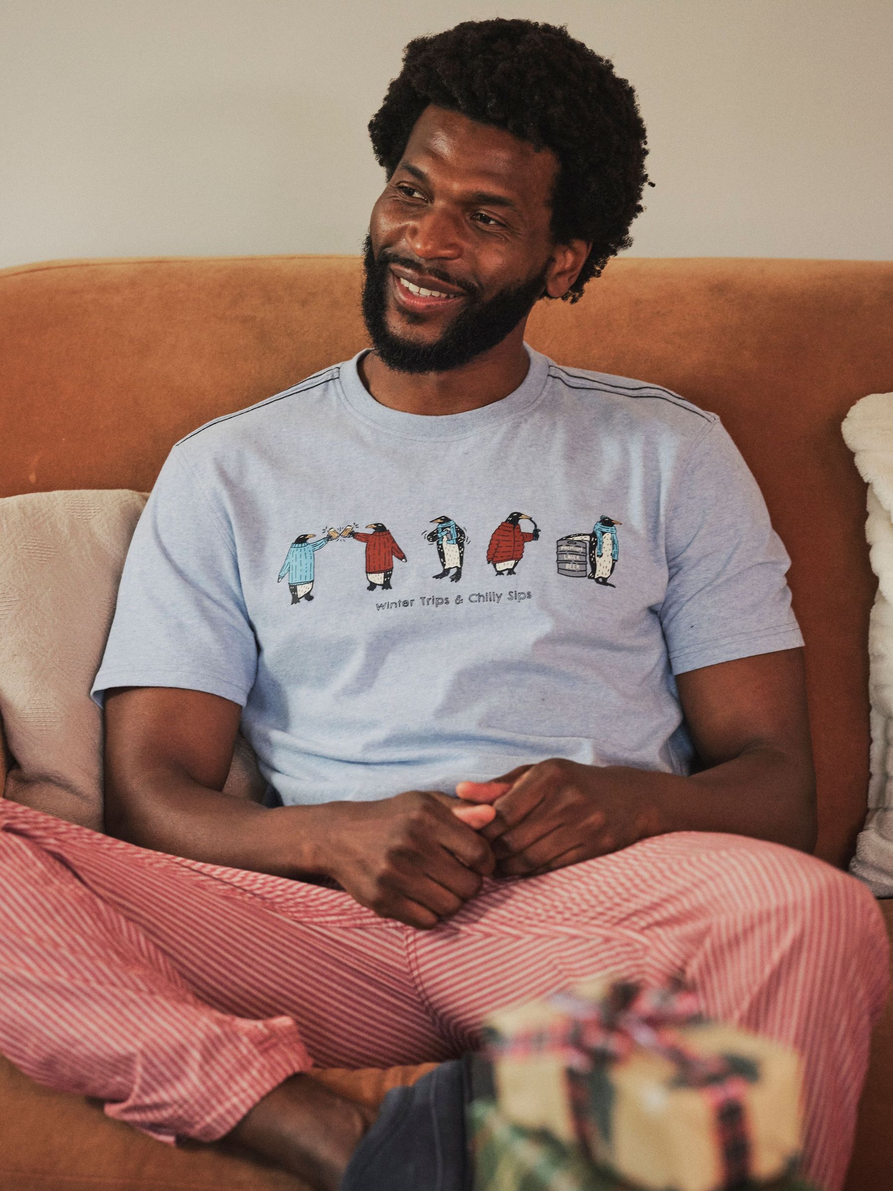 Light Vintage Blue Chilly Sips Graphic T-Shirt (F69742) | $48