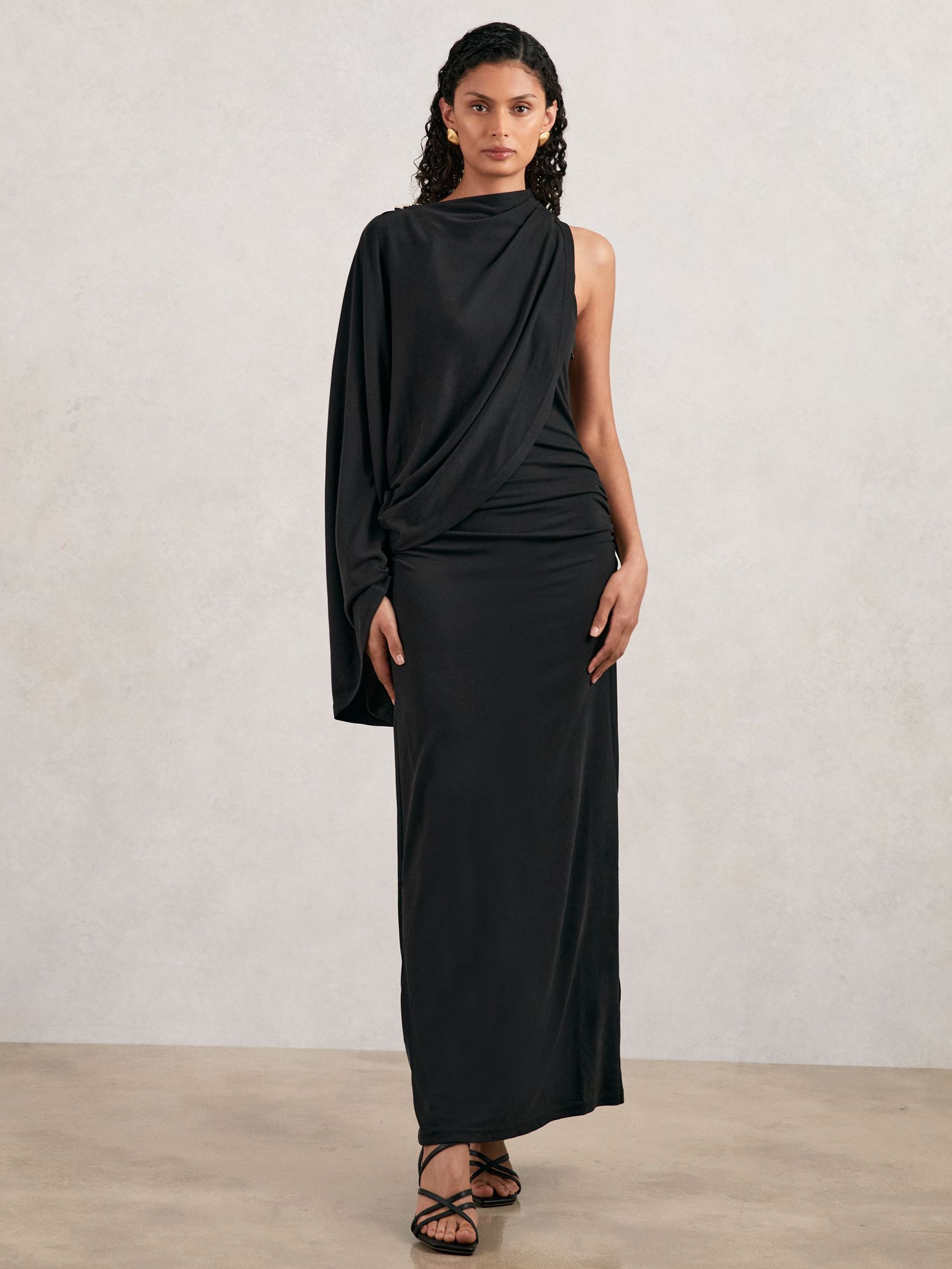 Acler Jersey Draped Midi Dress in Black (F69996) | €545