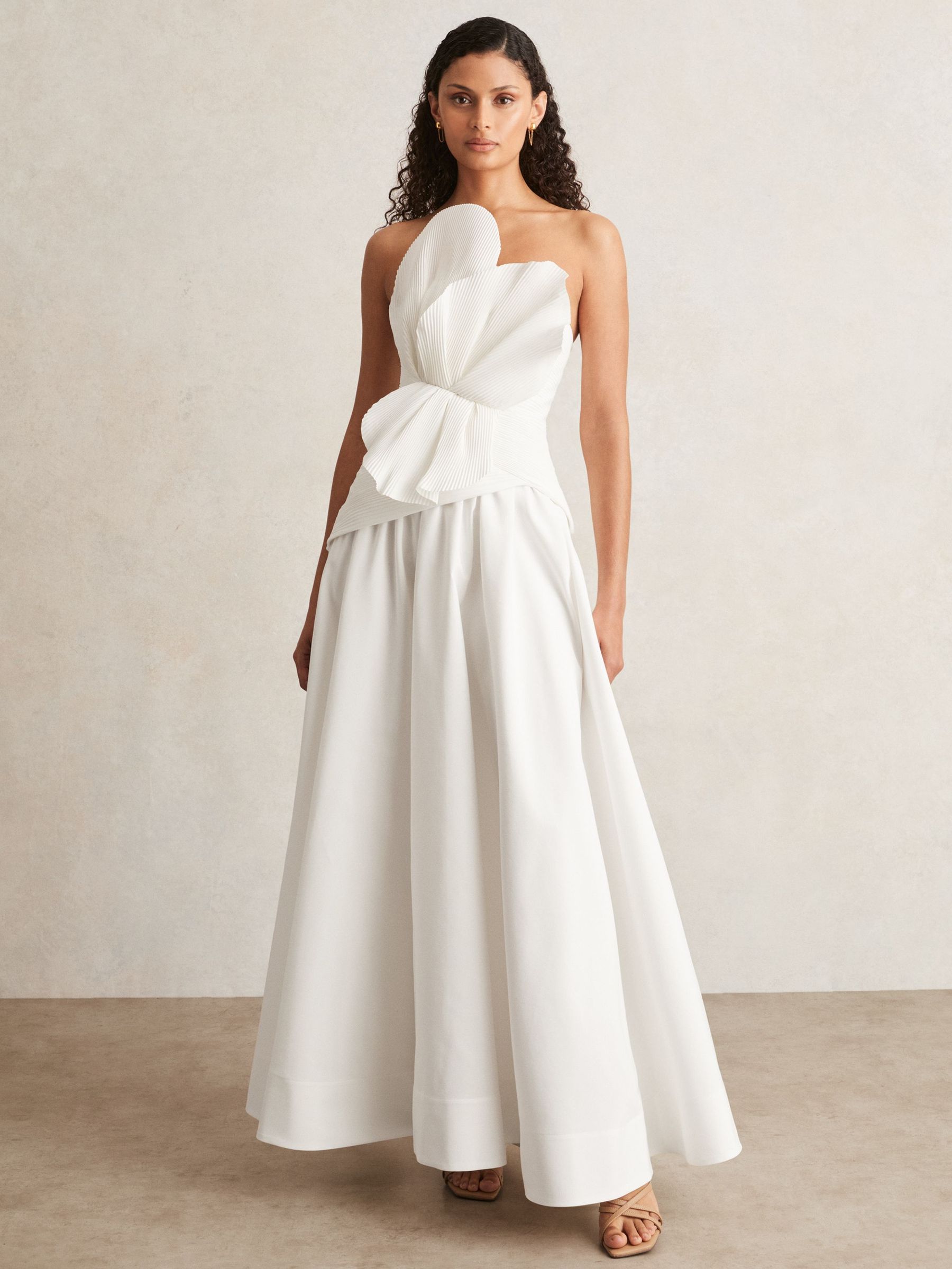 Acler Ivory Plissé Fan Strapless Maxi Dress in Ivory (F70005) | US$1,780