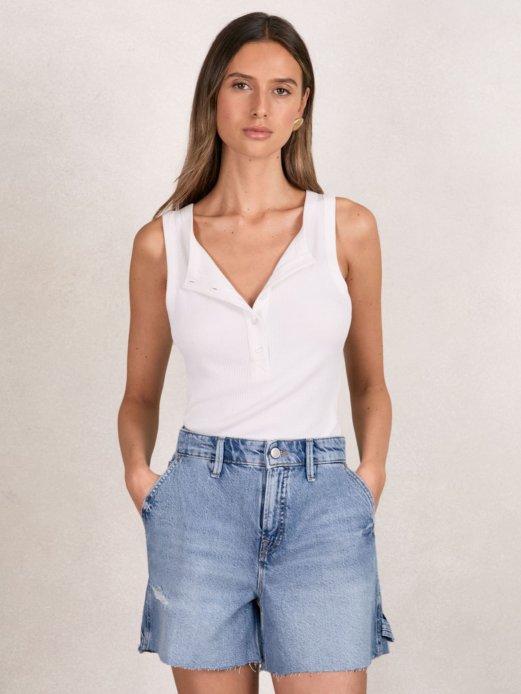 90S Long 100% Cotton Shorts in Indigo Blue (F70006) | €91