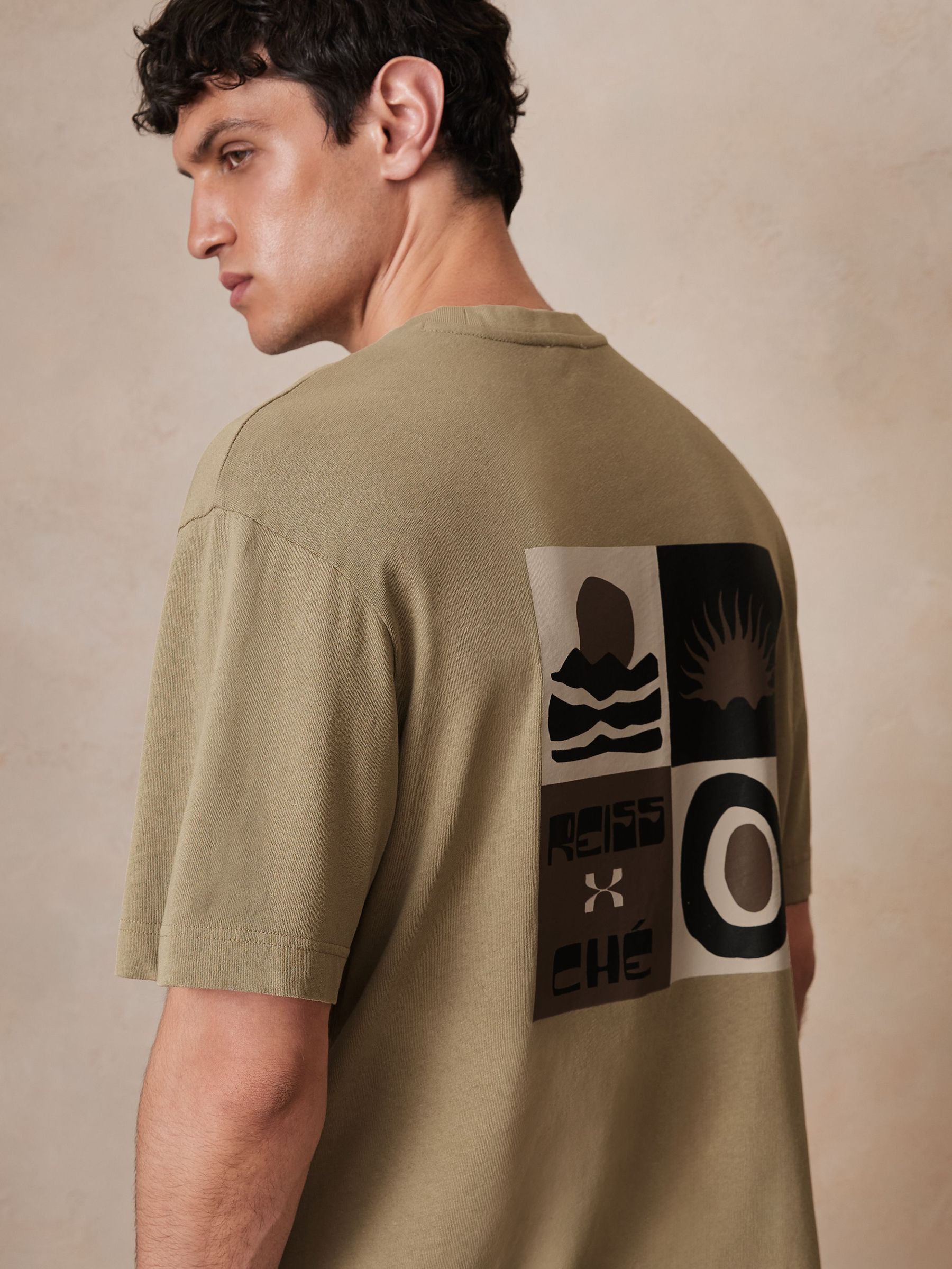 Reiss | Ché Cotton-Linen Sunset T-Shirt in Sage Green (F70341) | HK$1,480