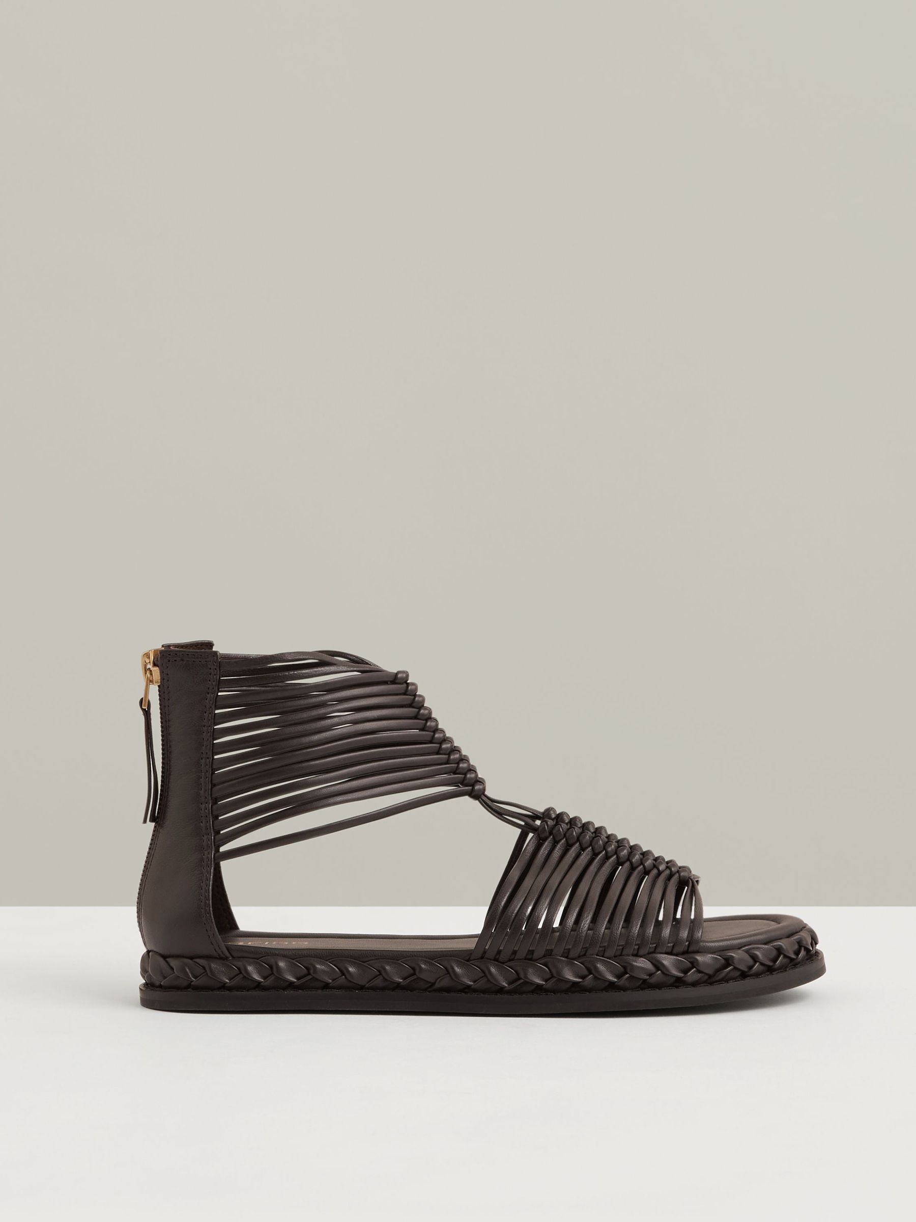 Leather Gladiator Sandals in Chocolate (F72822) | €245