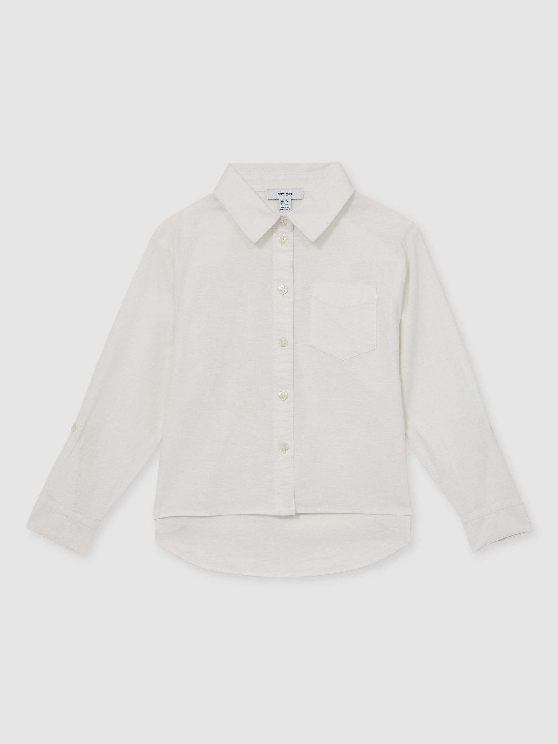 Linen Roll-Cuff Shirt in Ivory (F72824) | US$70