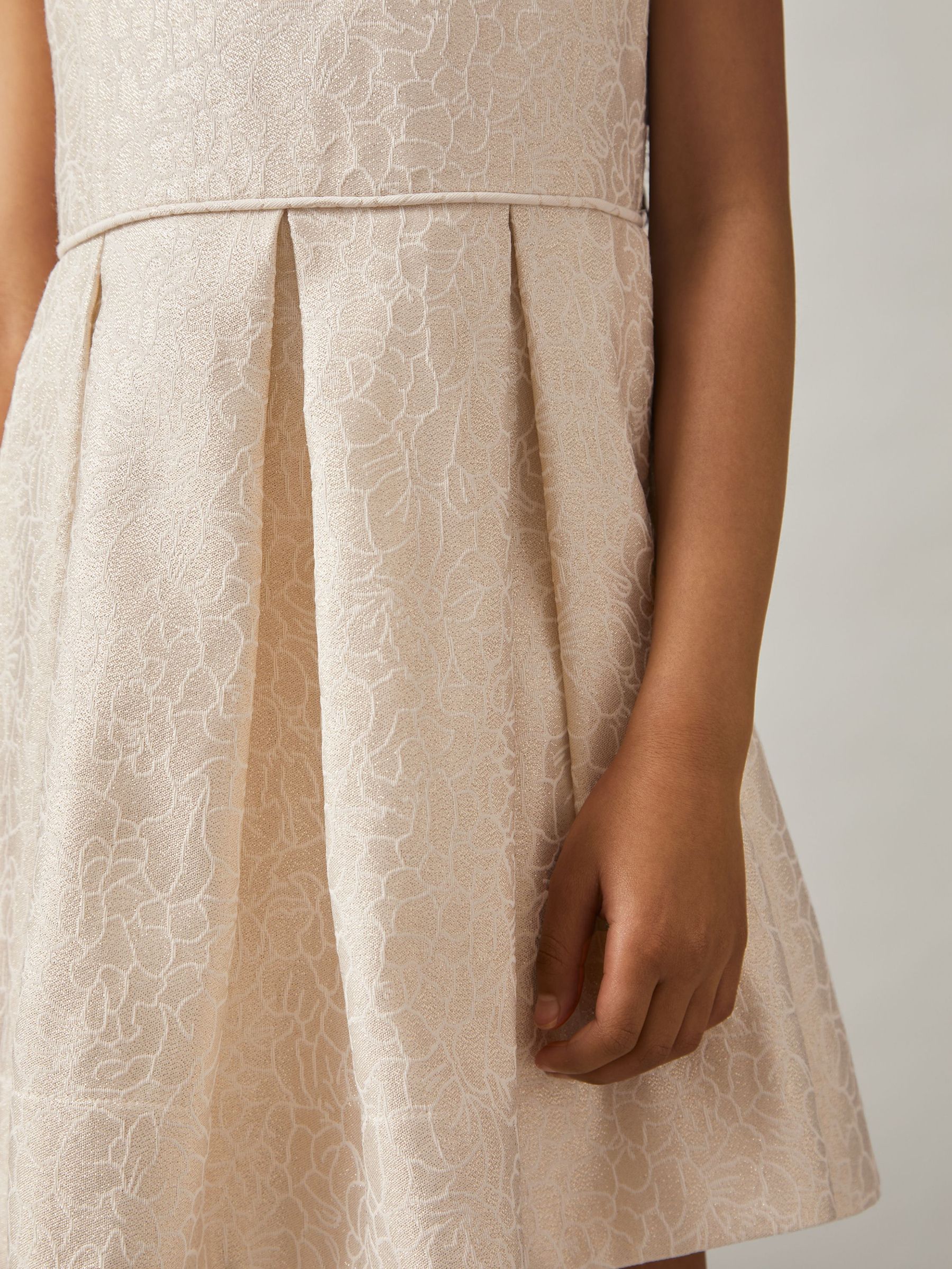 9-13 yrs Brocade Cap-Sleeve Pleated Dress in Ivory (F72825) | €95