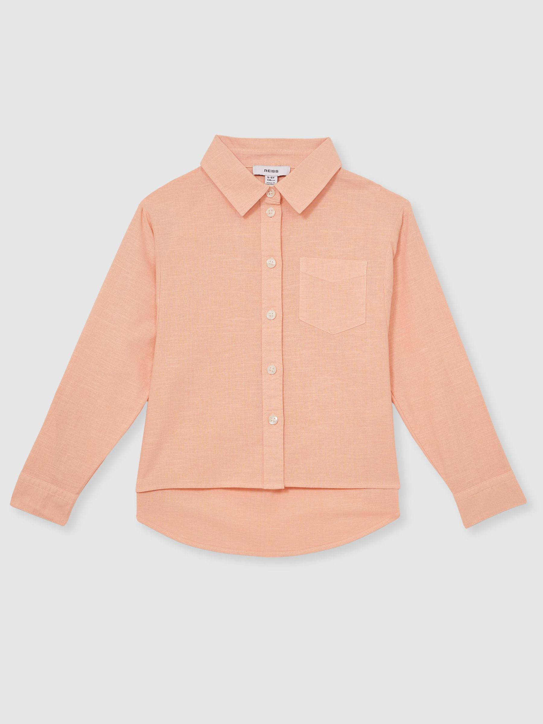 Linen Roll-Cuff Shirt in Peach (F72828) | US$70